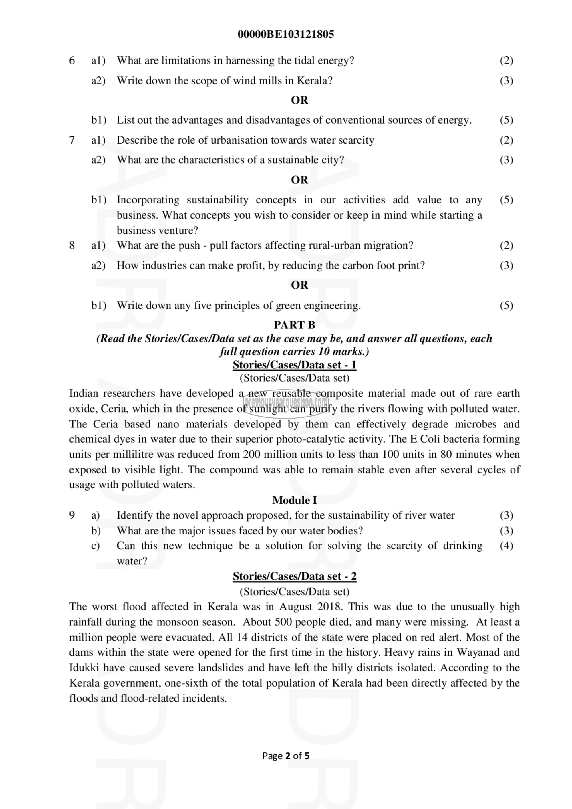 Question Paper - INTRODUCTION TO SUSTAINABLE ENGINEERING-2