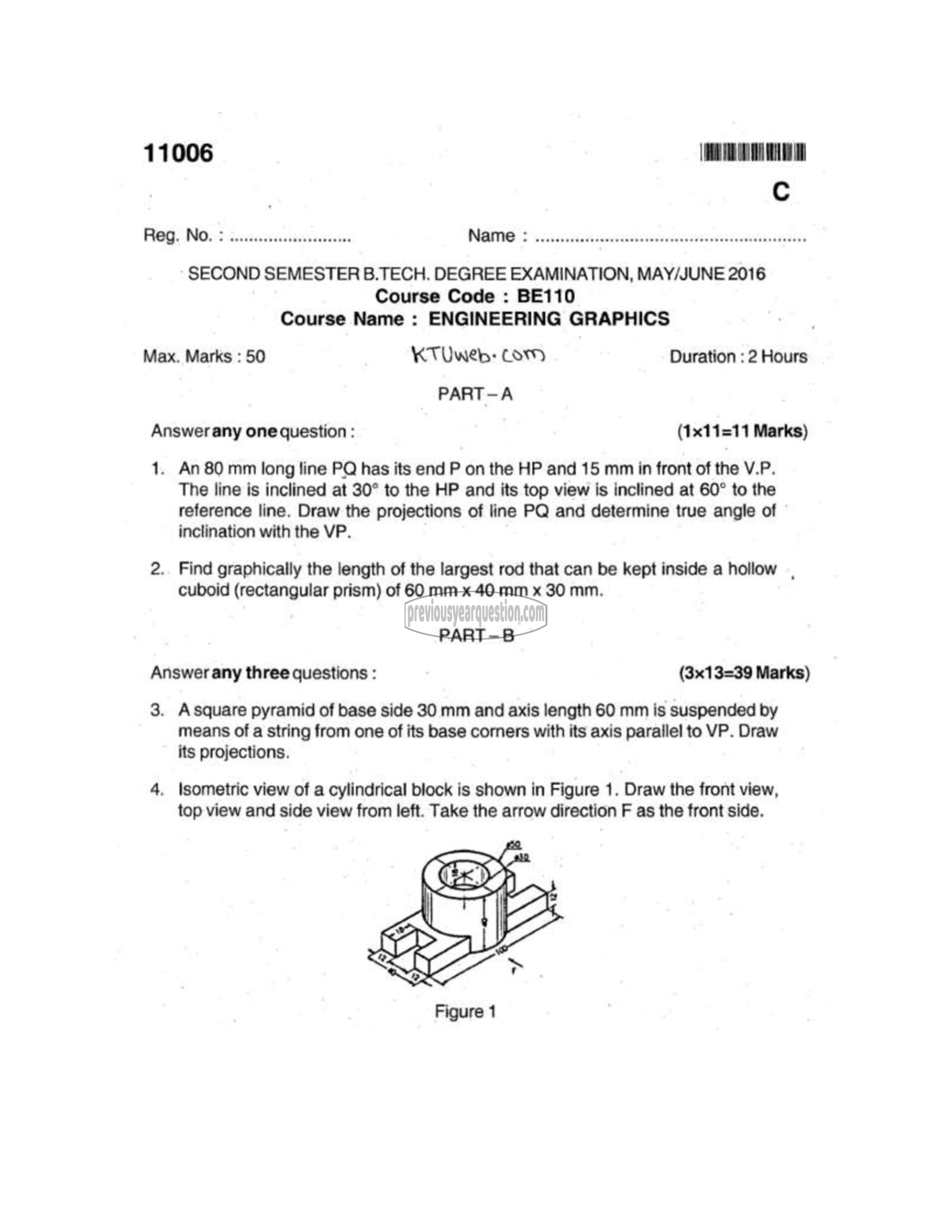 Question Paper - ENGINEERING GRAPHICS-1