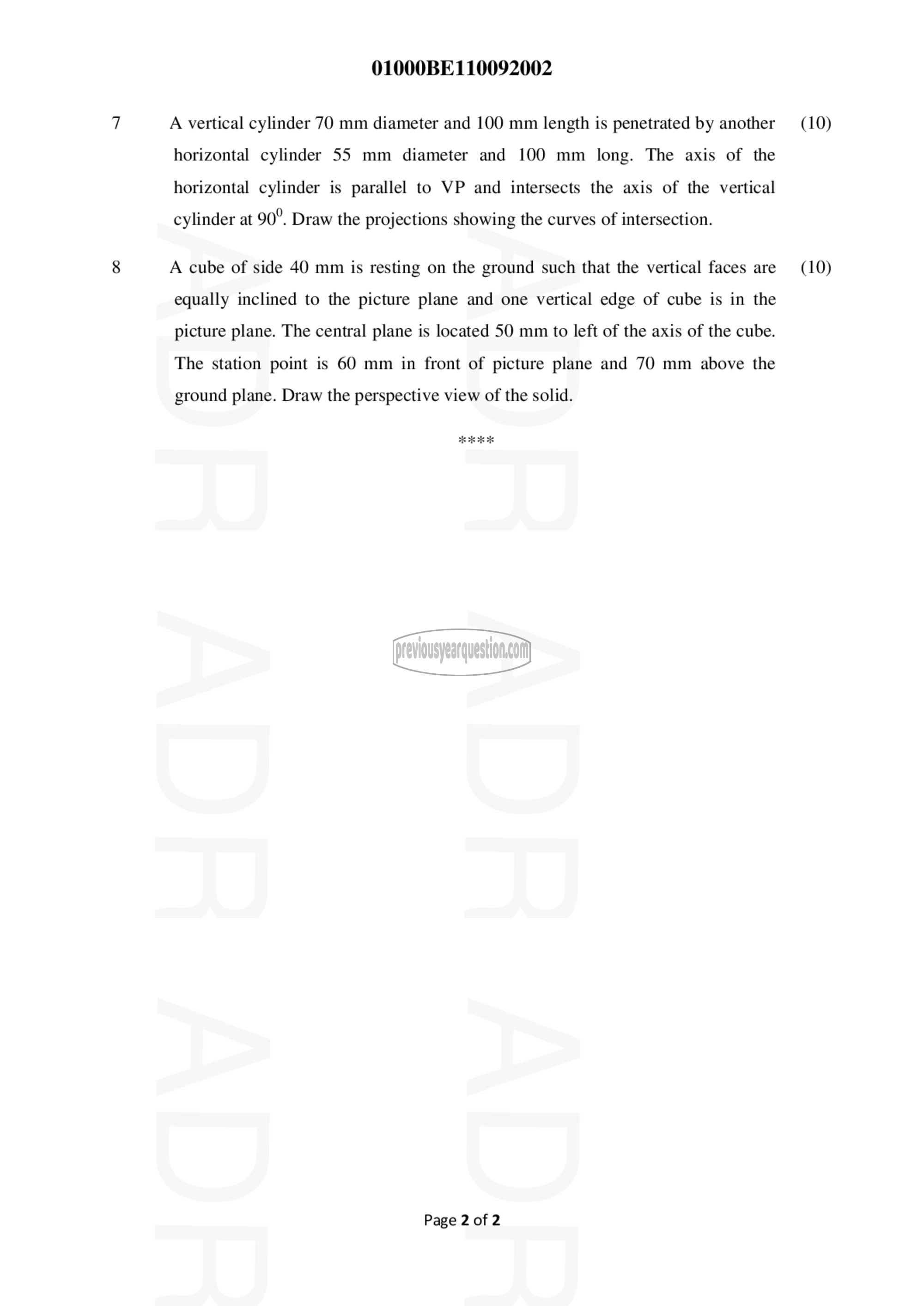 Question Paper - ENGINEERING GRAPHICS-2