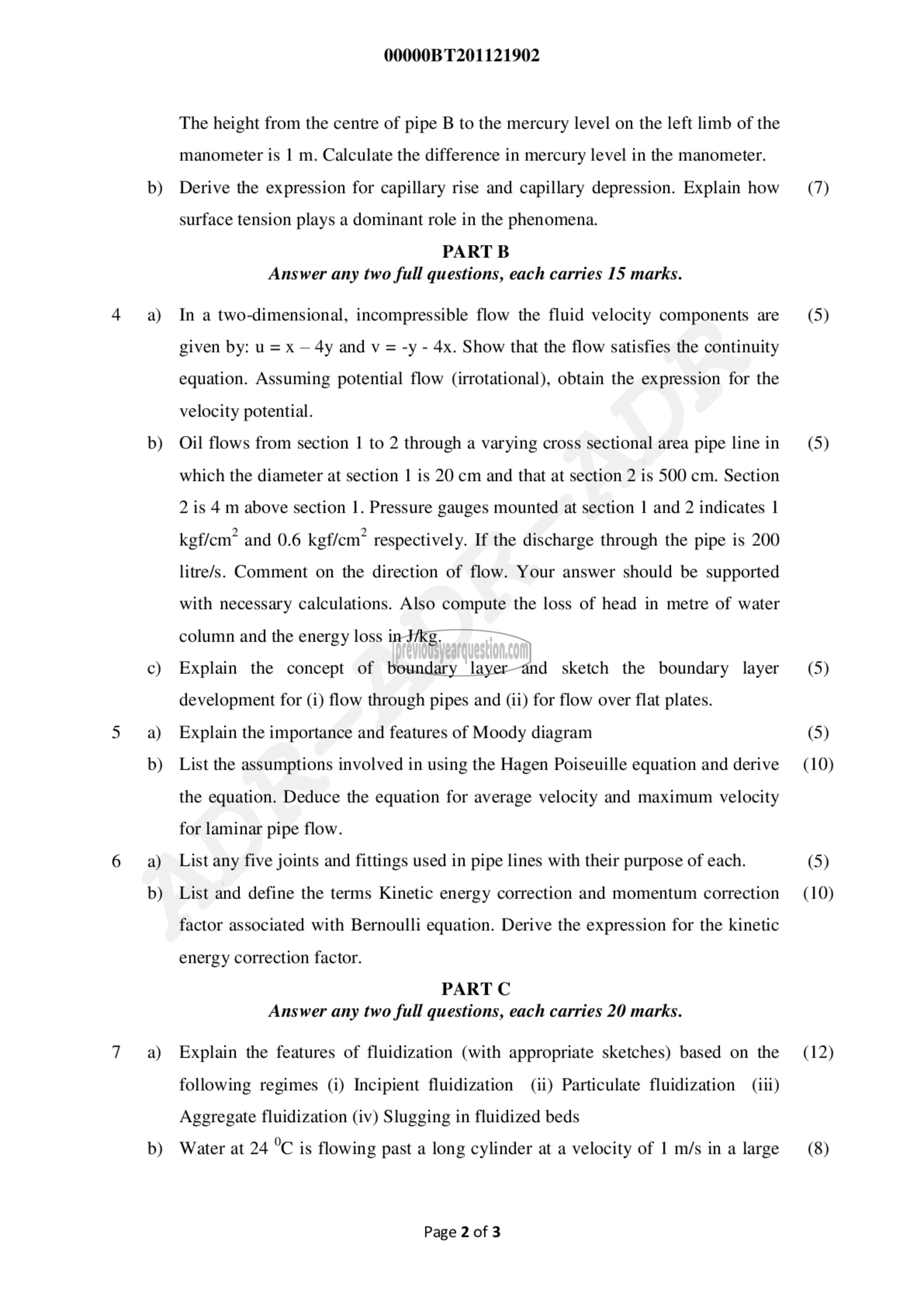 Question Paper - Fluid Flow and Particle Technology-2