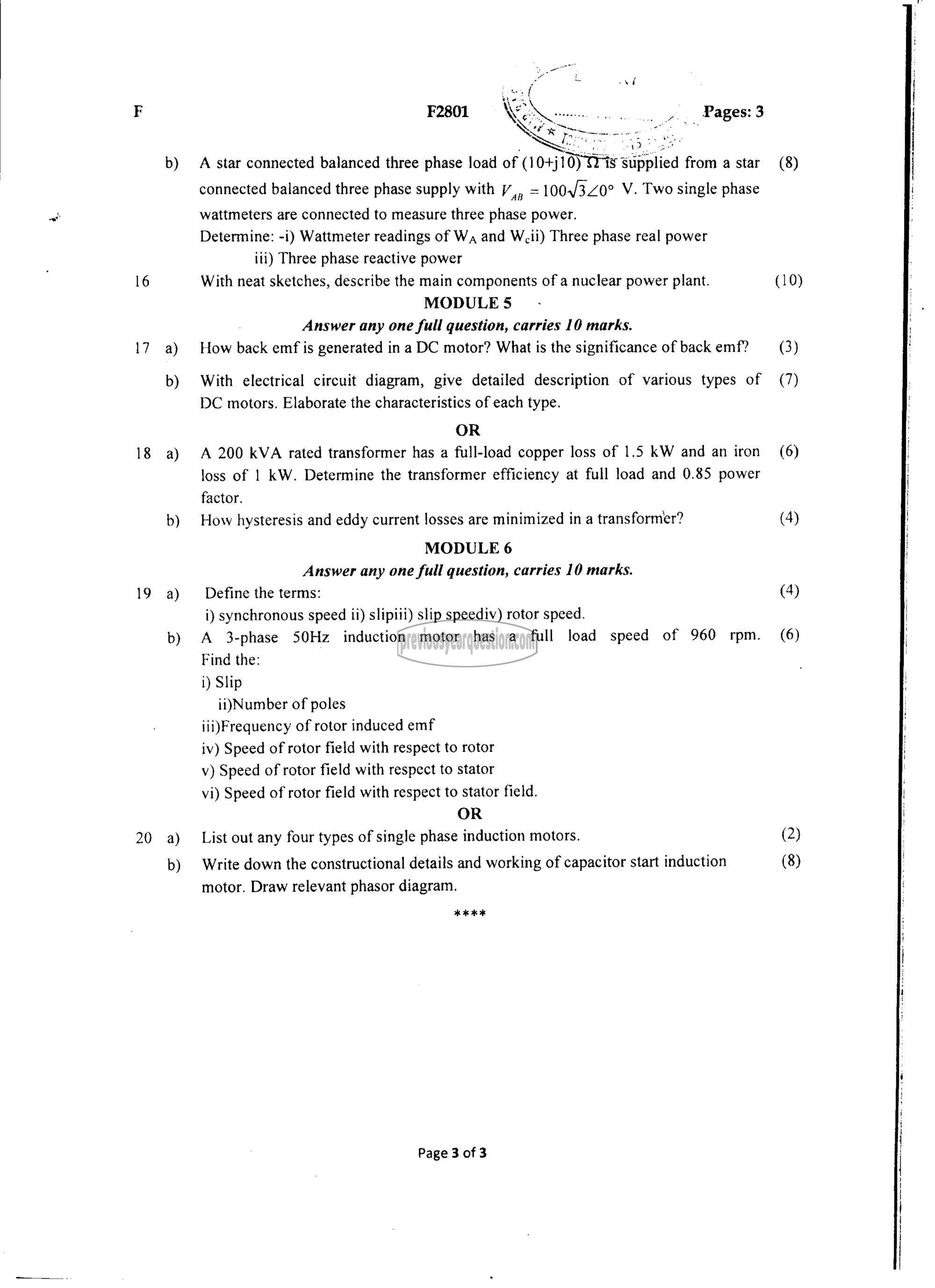 Question Paper - BASICS OF ELECTRICAL ENGINEERING-3