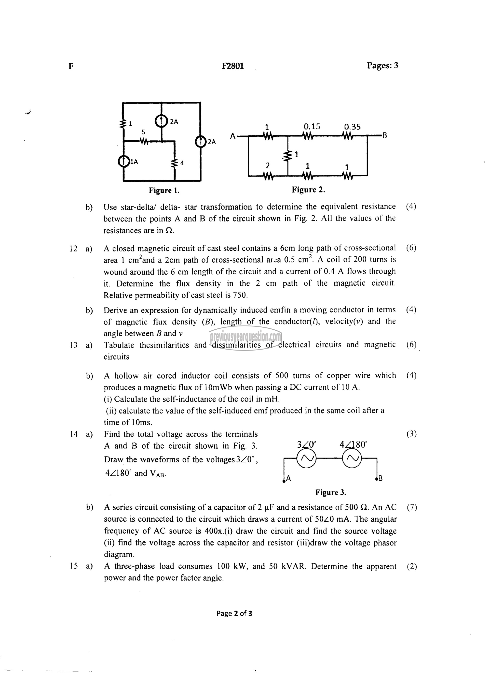 Question Paper - BASICS OF ELECTRICAL ENGINEERING-2