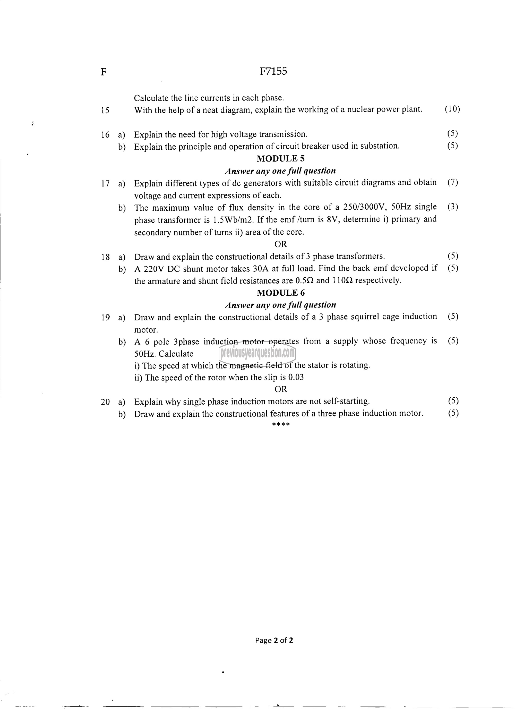 Question Paper - BASICS OF ELECTRICAL ENGINEERING-2