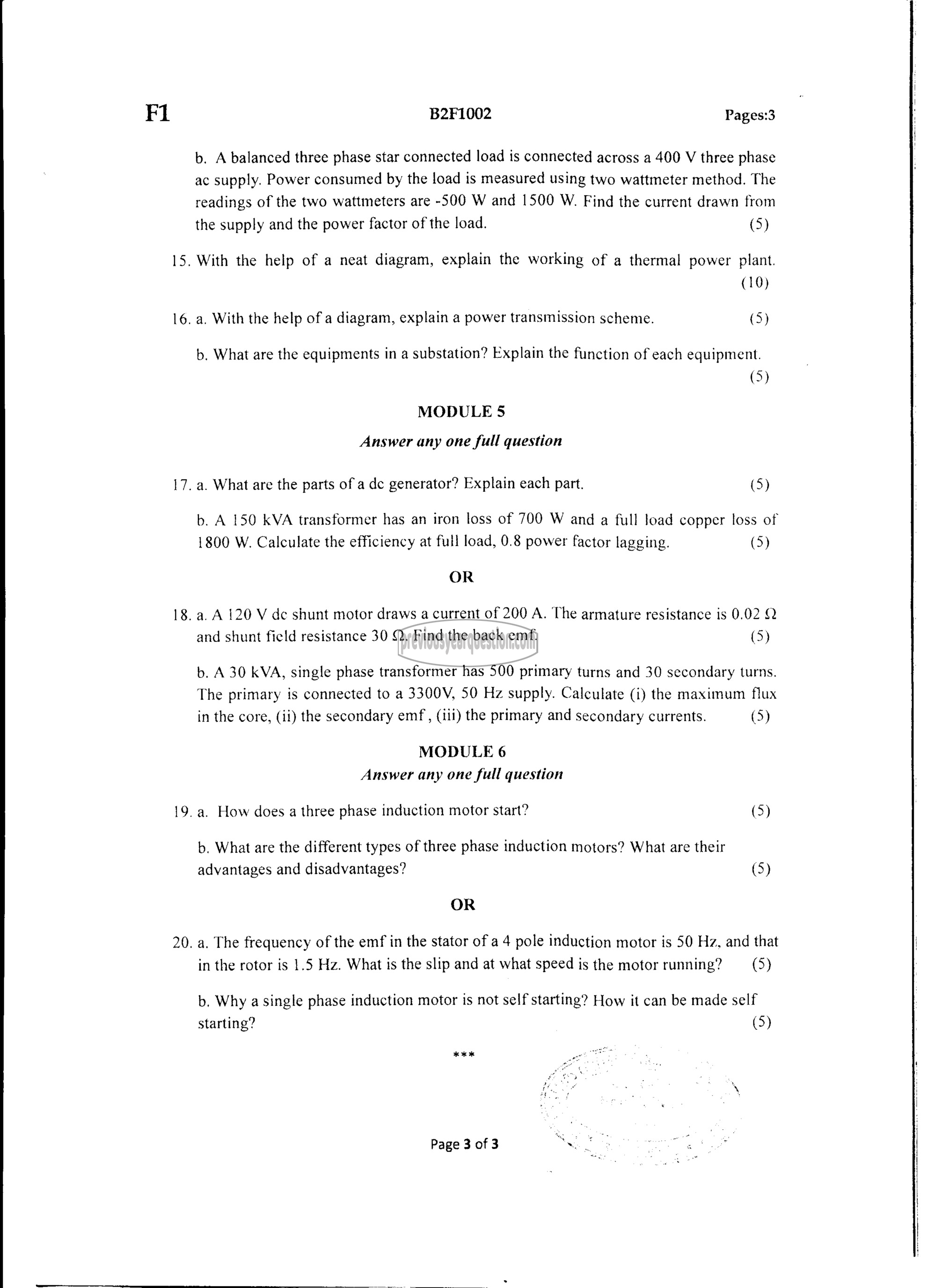 Question Paper - BASICS OF ELECTRICAL ENGINEERING-3