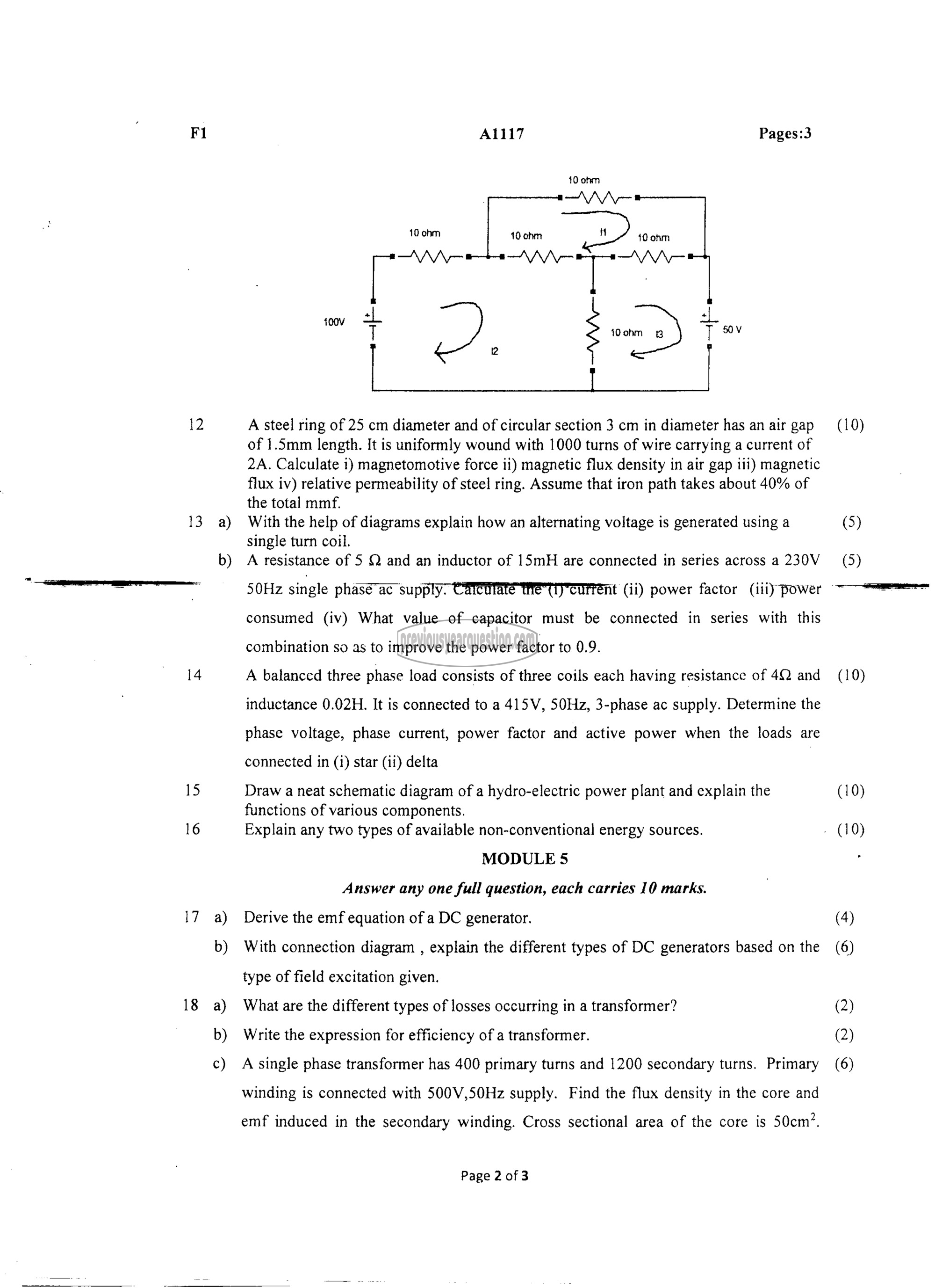 Question Paper - BASICS OF ELECTRICAL ENGINEERING-2