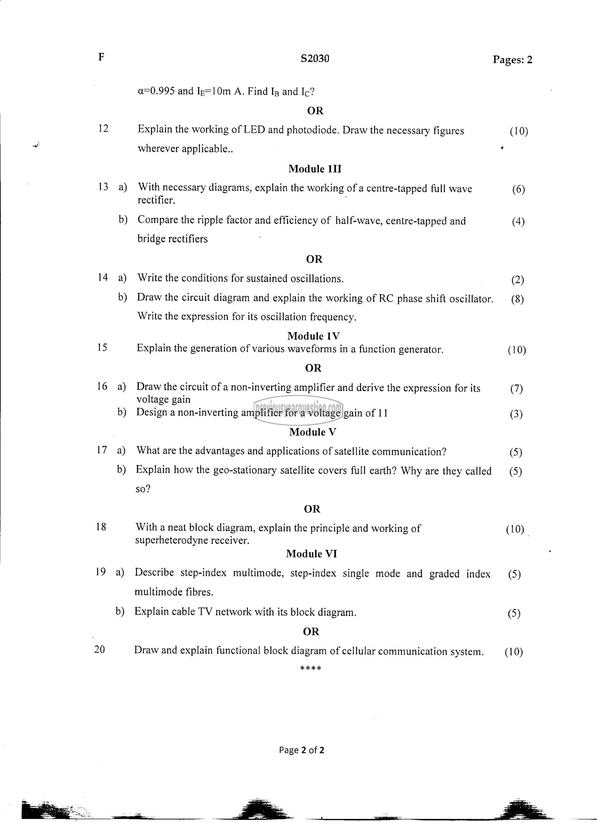 Question Paper - BASICS OF ELECTRONICS ENGINEERING-2