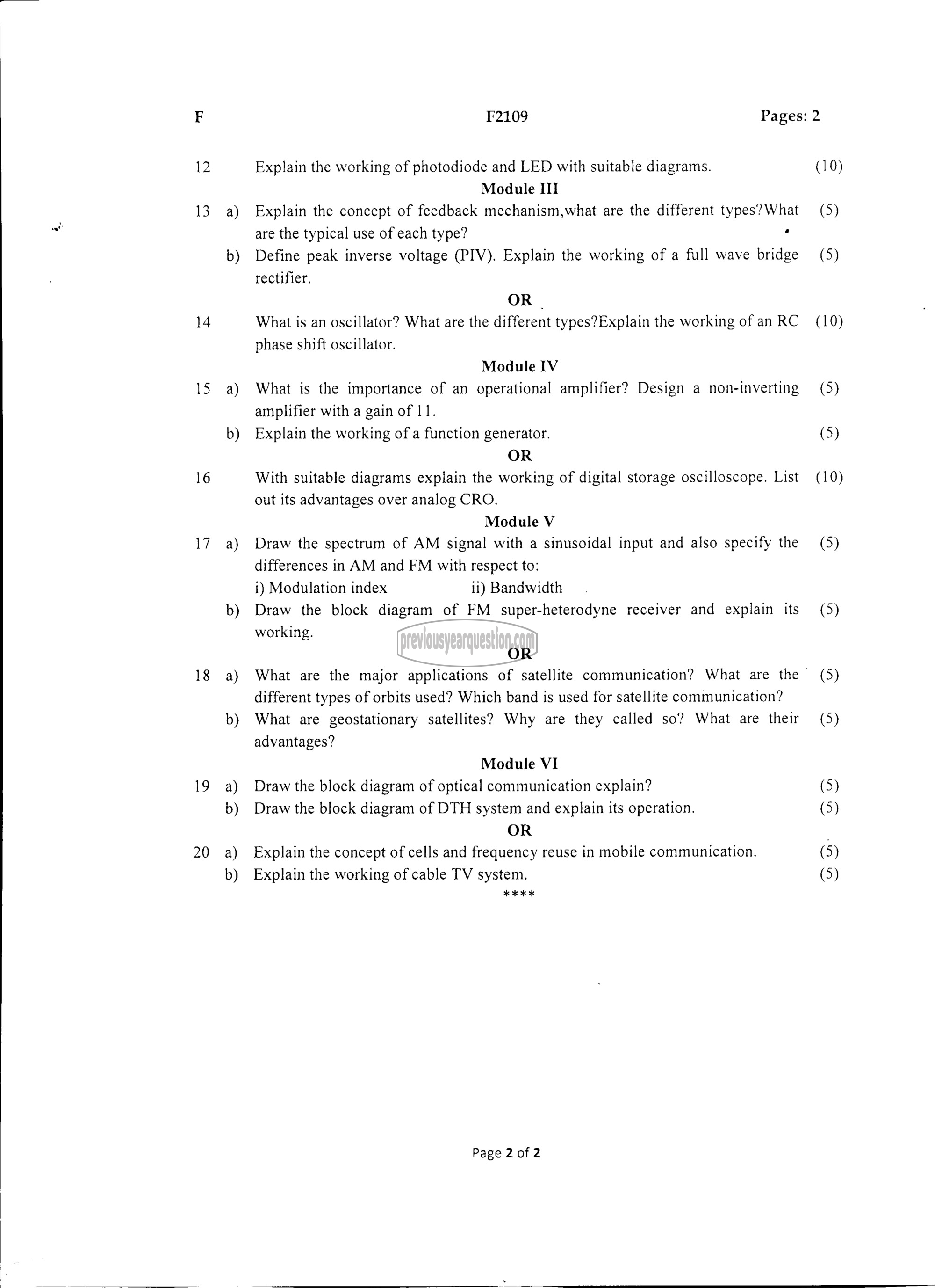 Question Paper - BASICS OF ELECTRONICS ENGINEERING-2