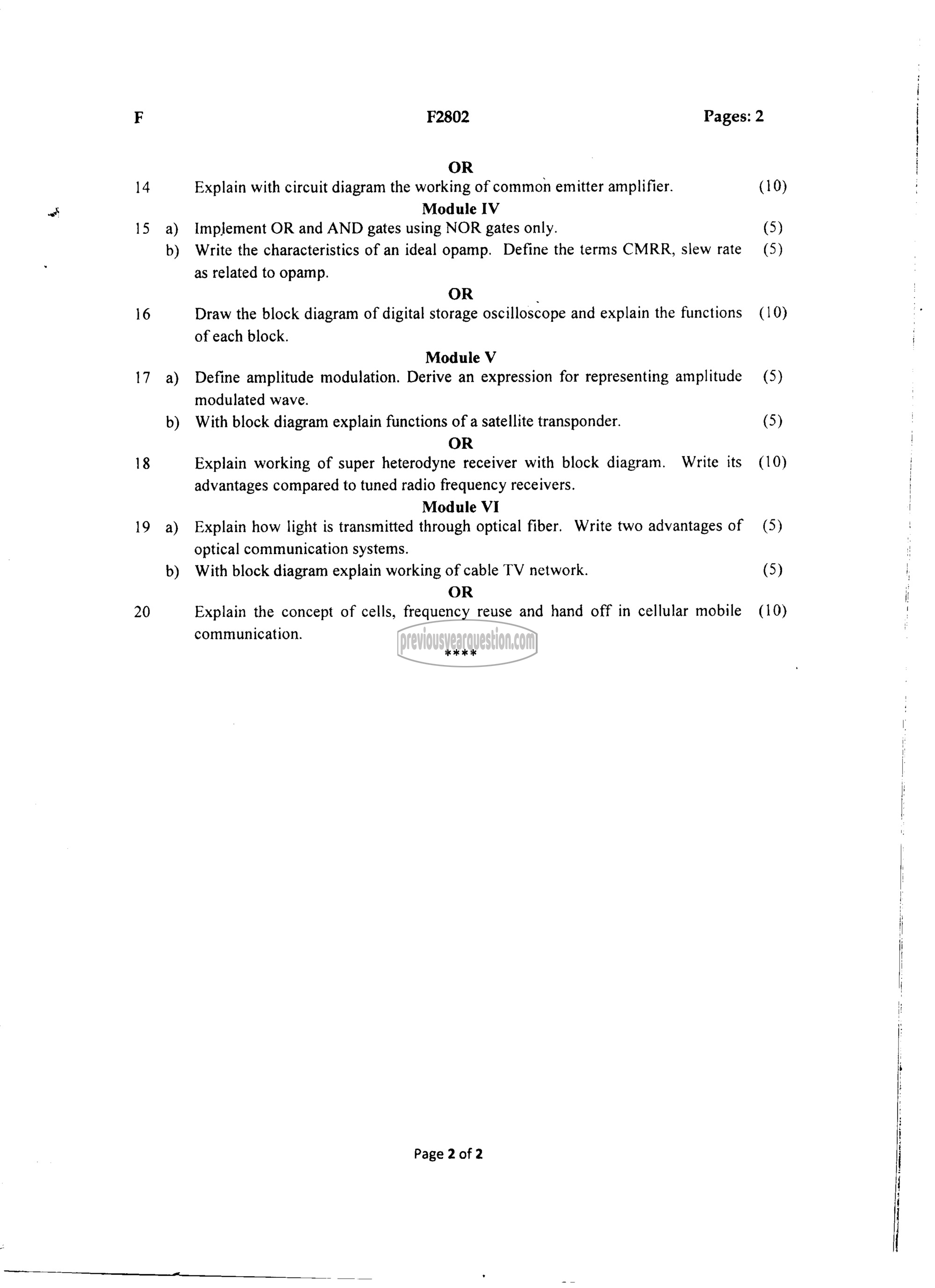 Question Paper - BASICS OF ELECTRONICS ENGINEERING-2