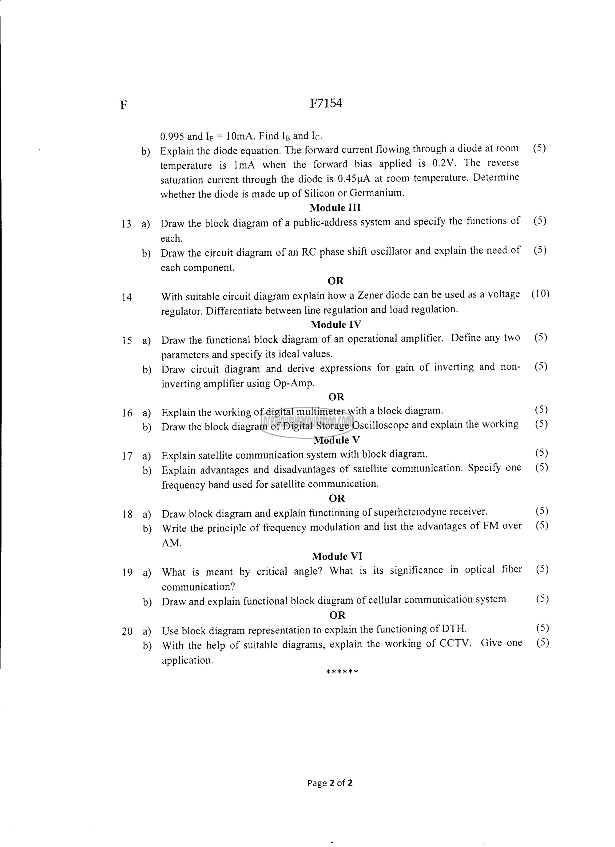 Question Paper - BASICS OF ELECTRONICS ENGINEERING-2