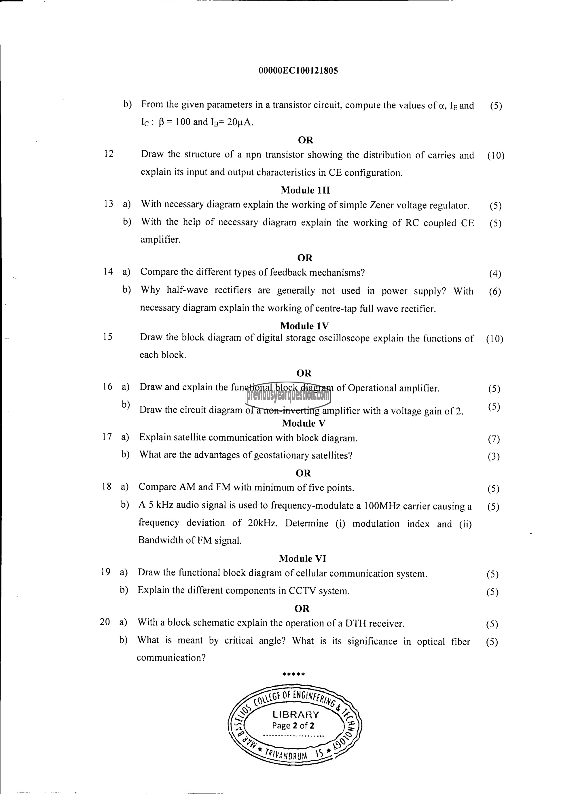 Question Paper - BASICS OF ELECTRONICS ENGINEERING-2