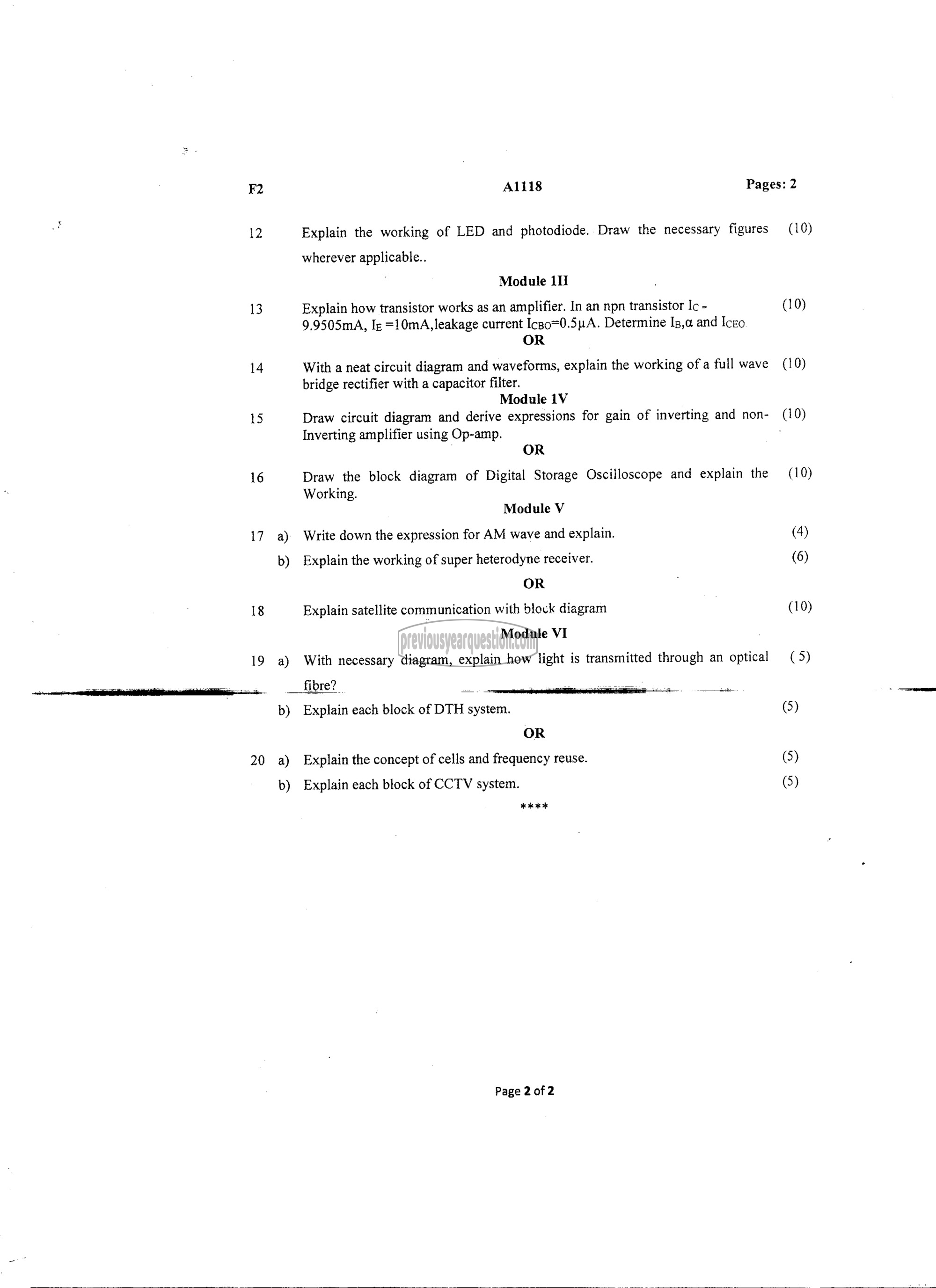 Question Paper - BASICS OF ELECTRONICS ENGINEERING-2