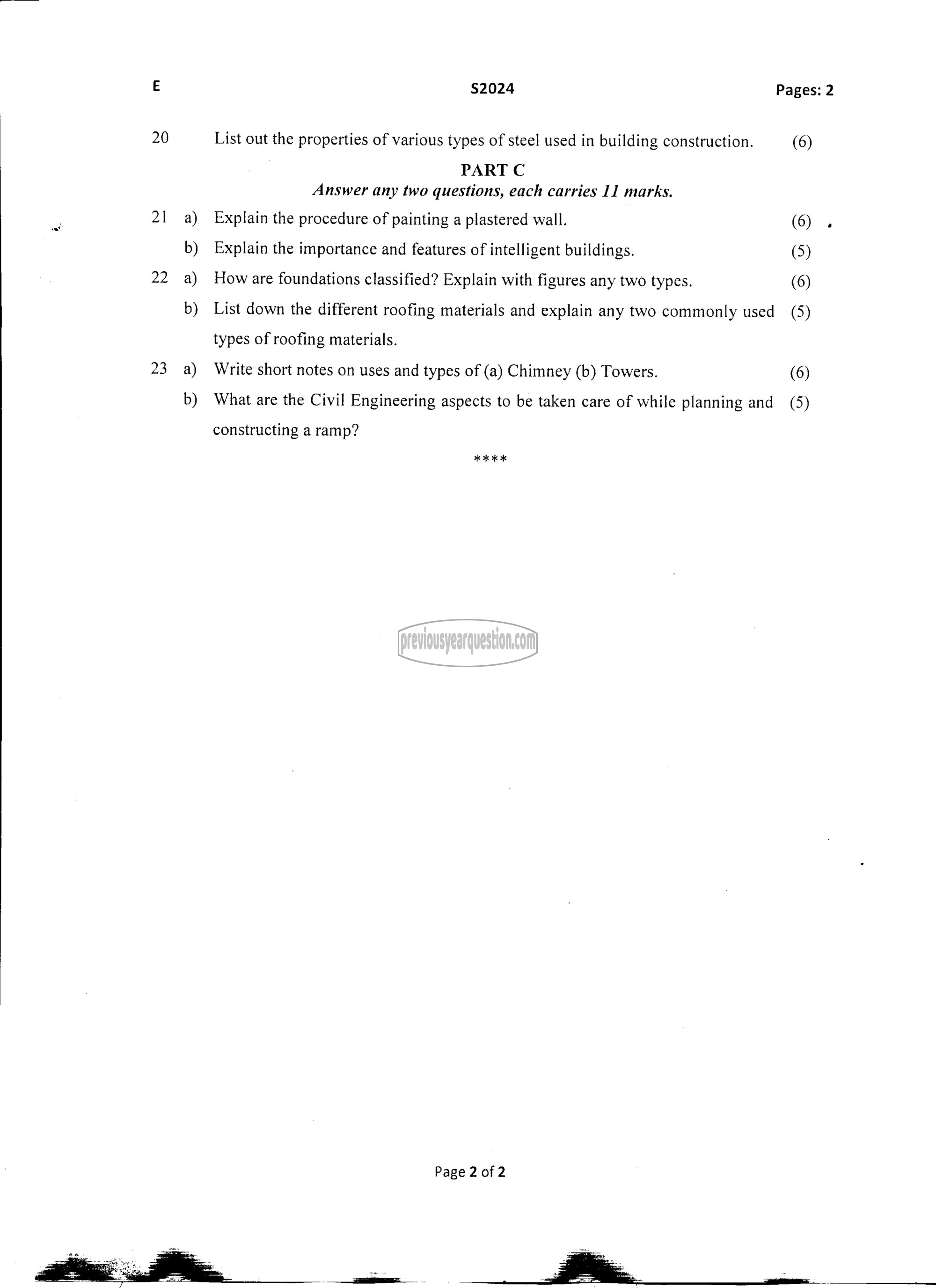 Question Paper - BASICS OF CIVIL ENGINEERING-2