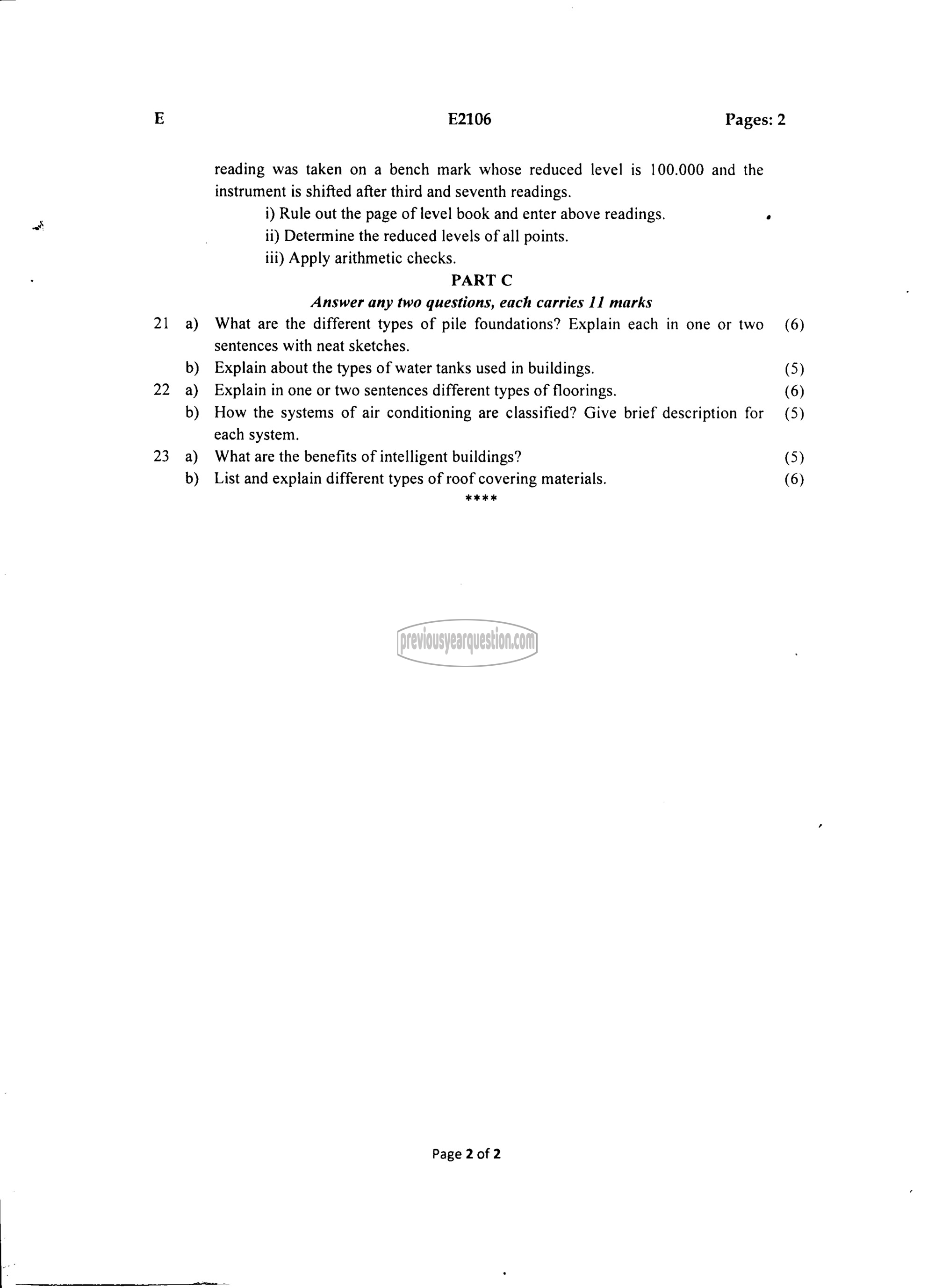 Question Paper - BASICS OF CIVIL ENGINEERING-2