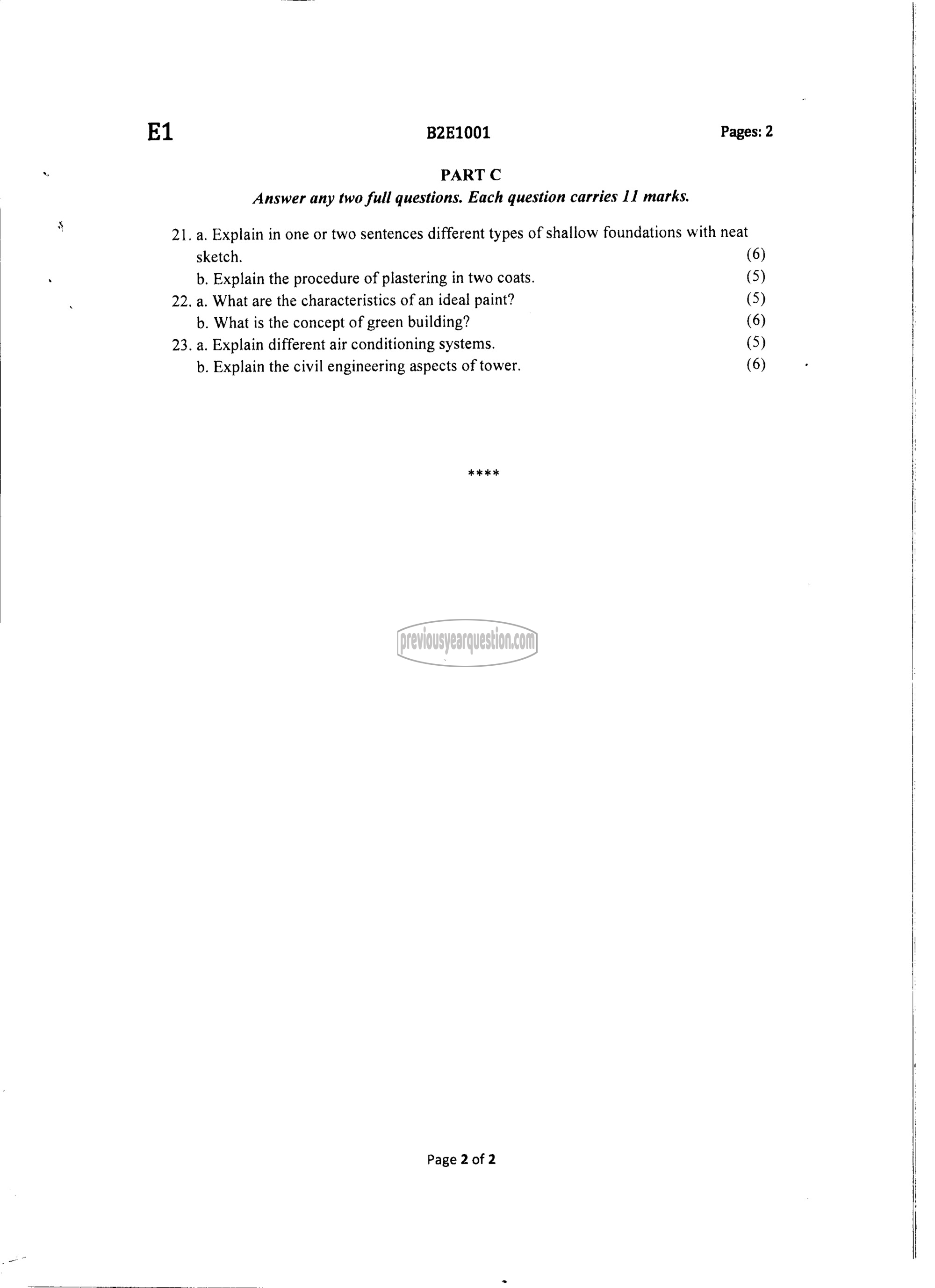 Question Paper - BASICS OF CIVIL ENGINEERING-2