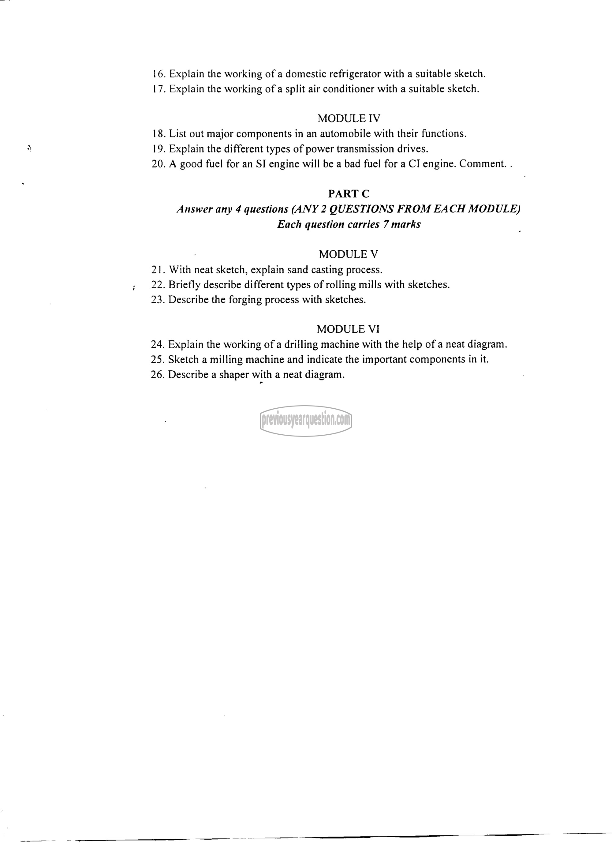 Question Paper - BASICS OF MECHANICAL ENGINEERING-2