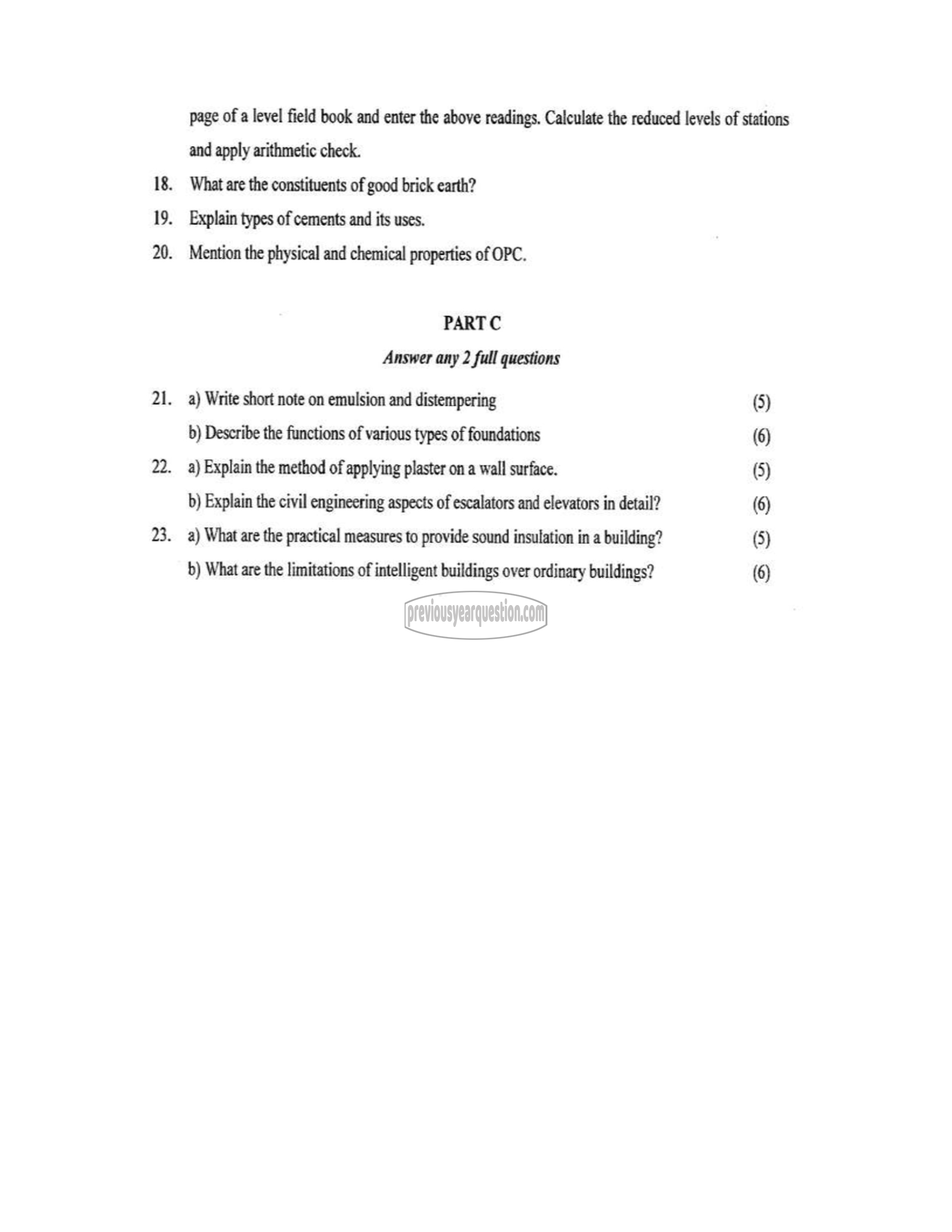 Question Paper - BASICS OF CIVIL ENGINEERING-2