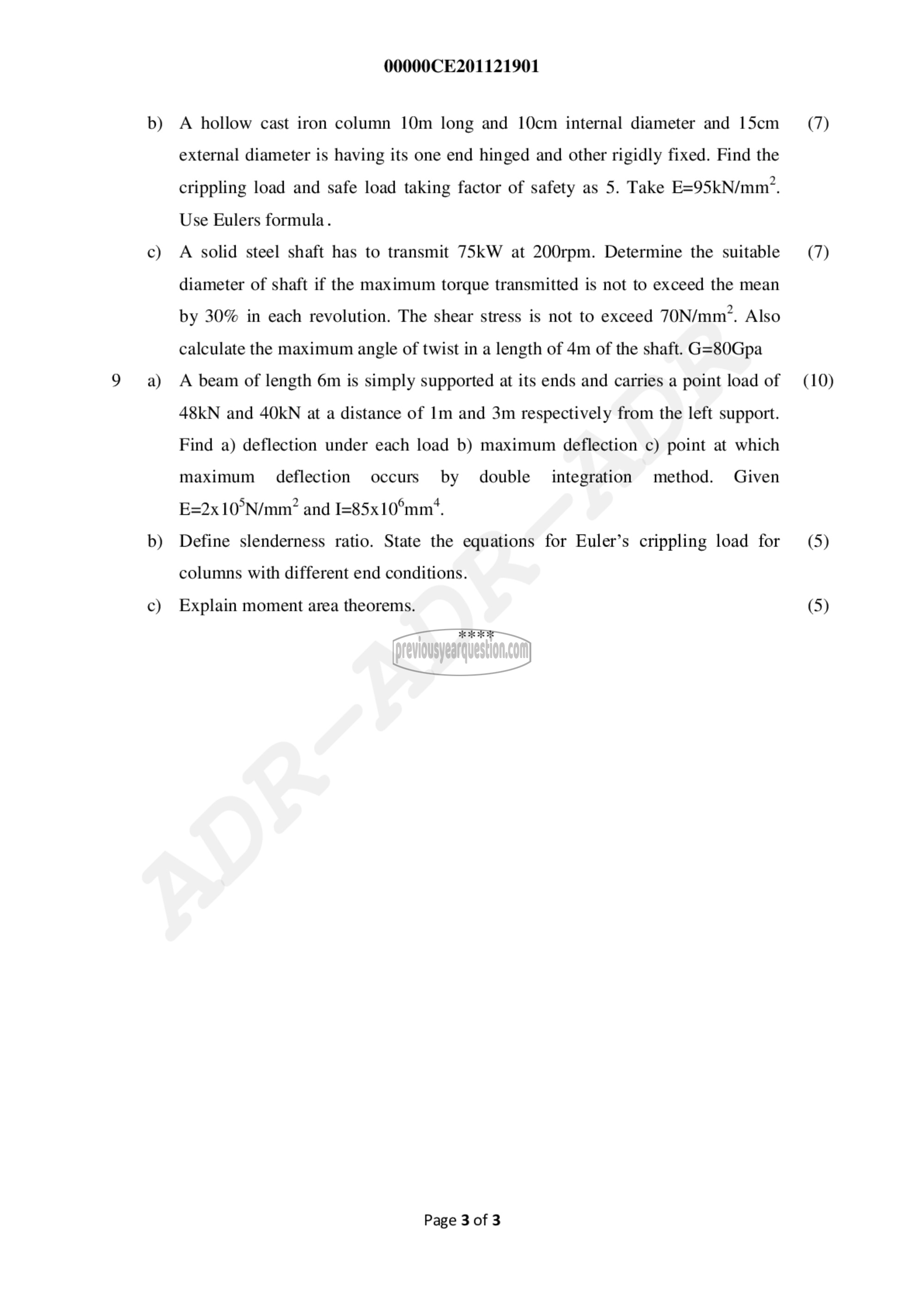 Question Paper - Mechanics of Solids-3