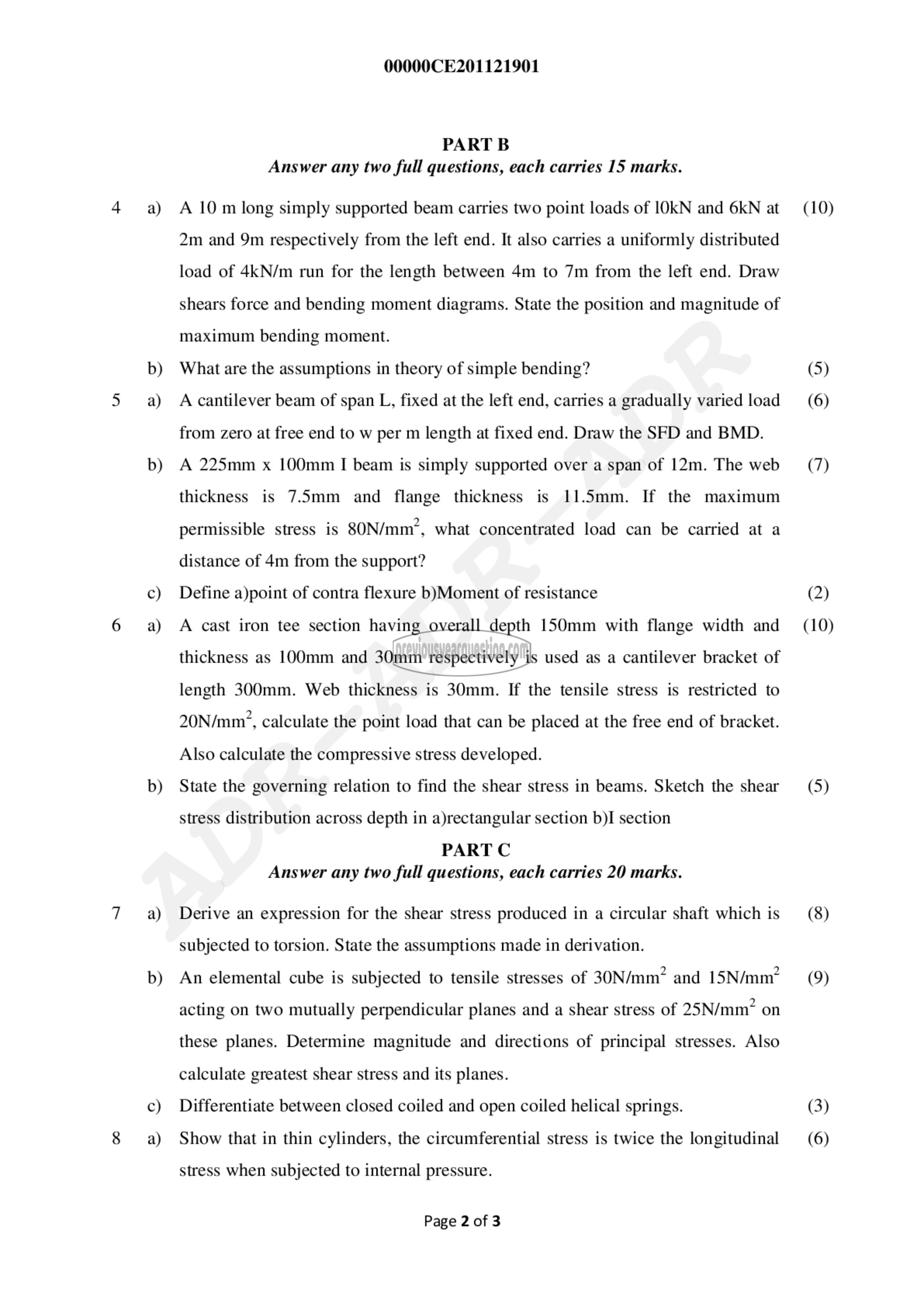 Question Paper - Mechanics of Solids-2