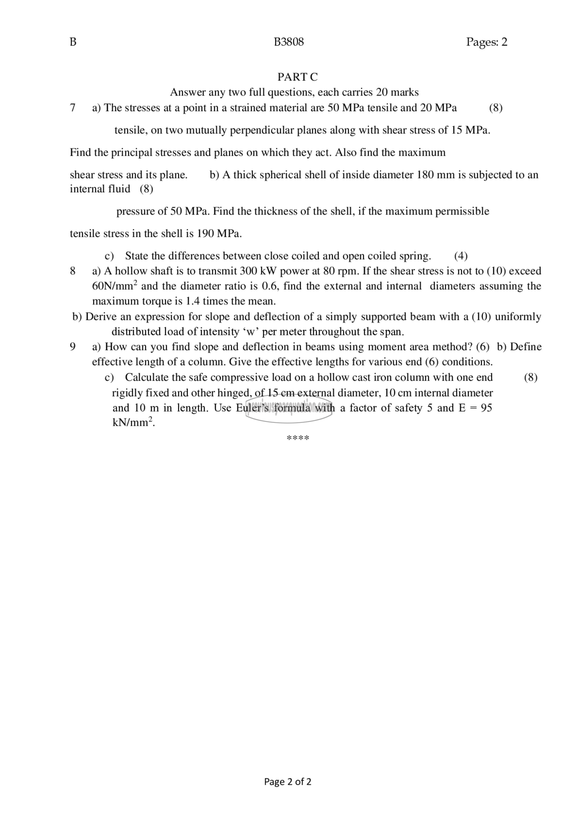 Question Paper - Mechanics of Solids-2