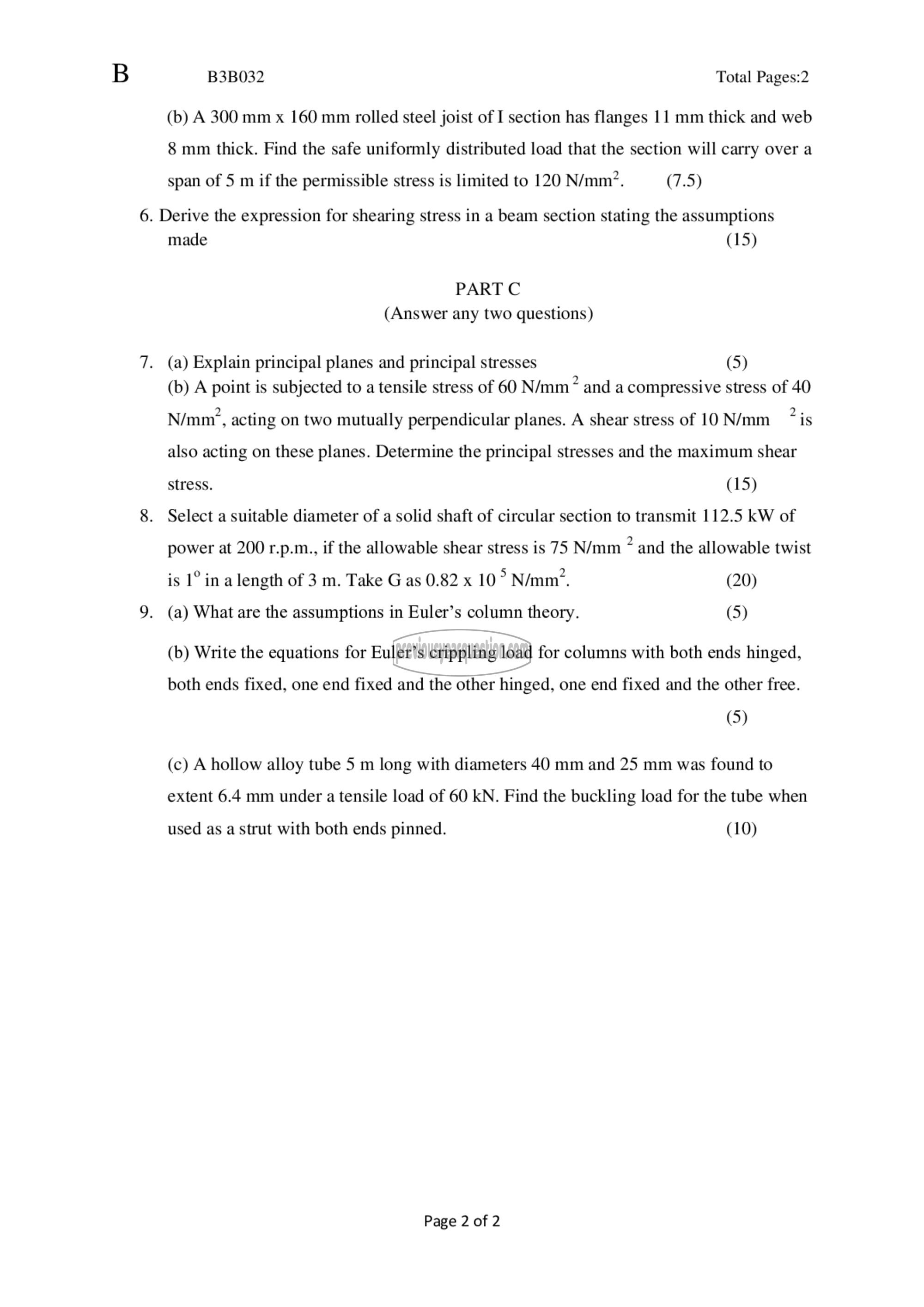 Question Paper - Mechanics of Solids-2