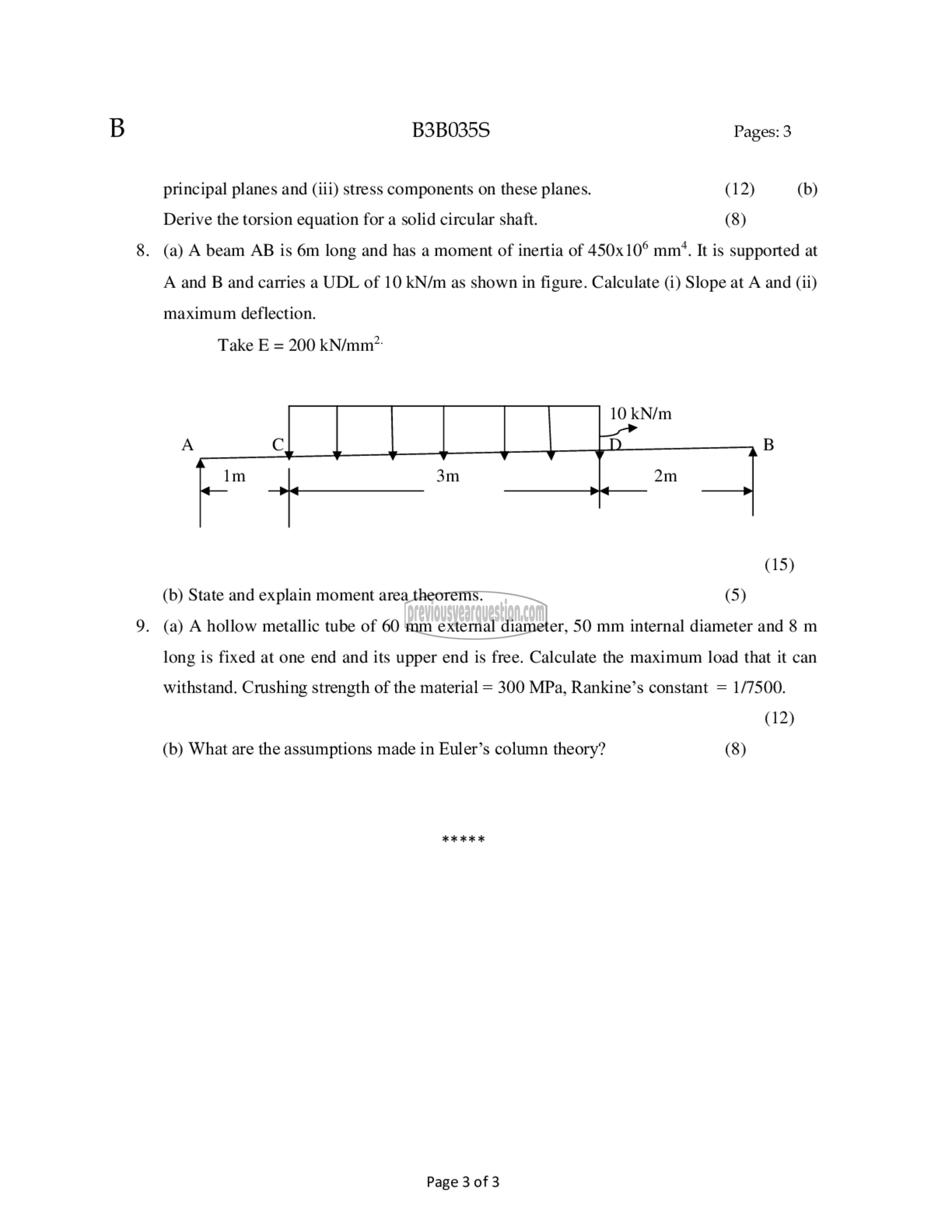 Question Paper - Mechanics of Solids-3