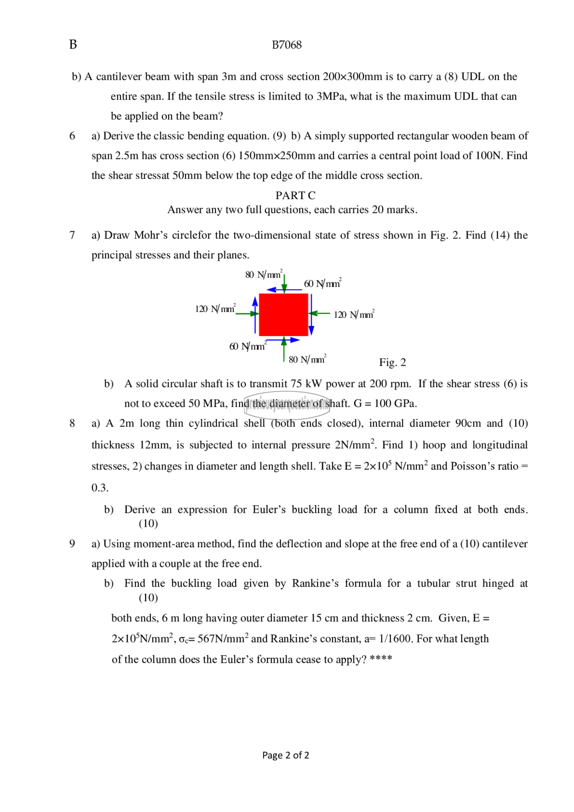 Question Paper - Mechanics of Solids-2