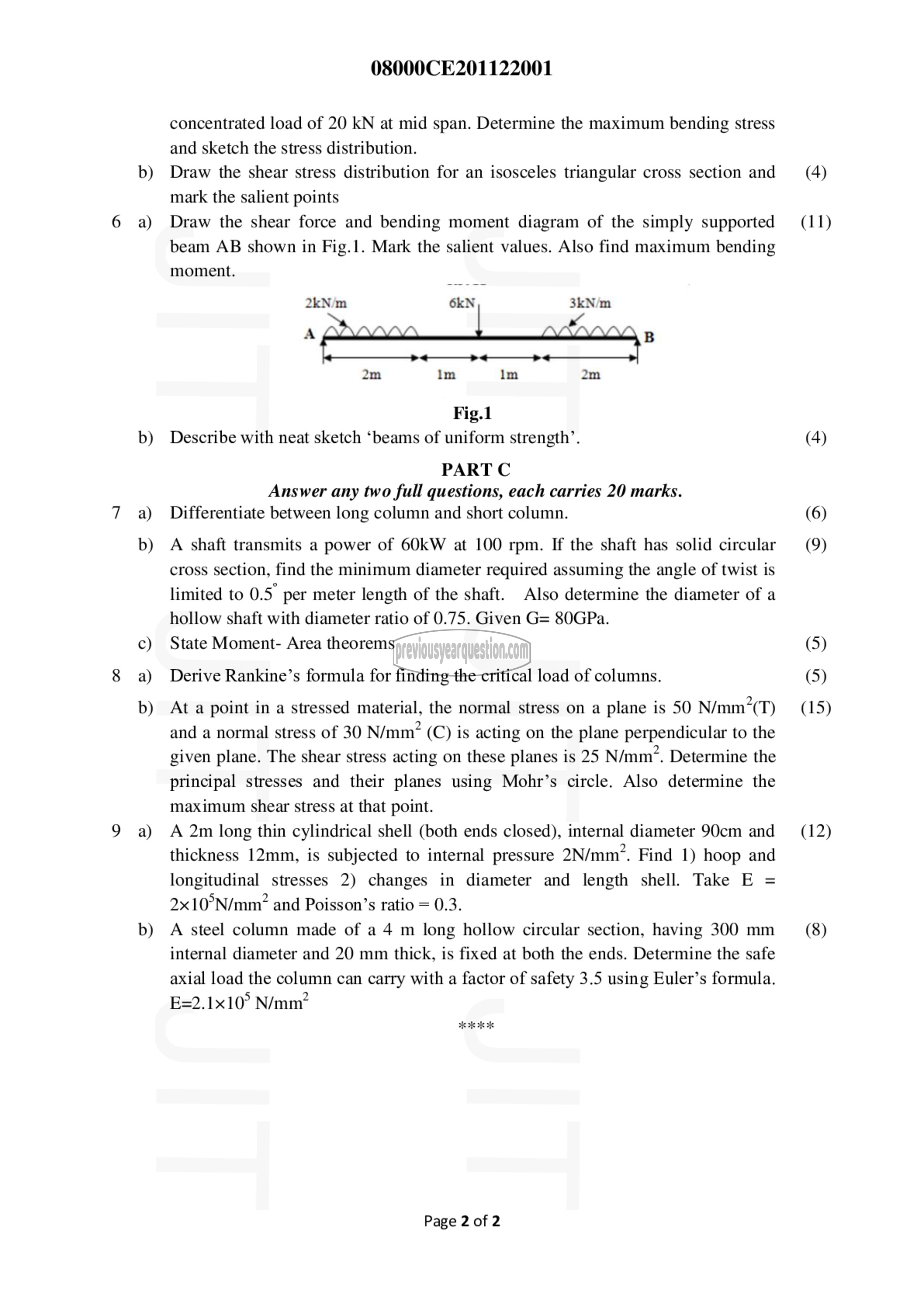 Question Paper - Mechanics of Solids-2