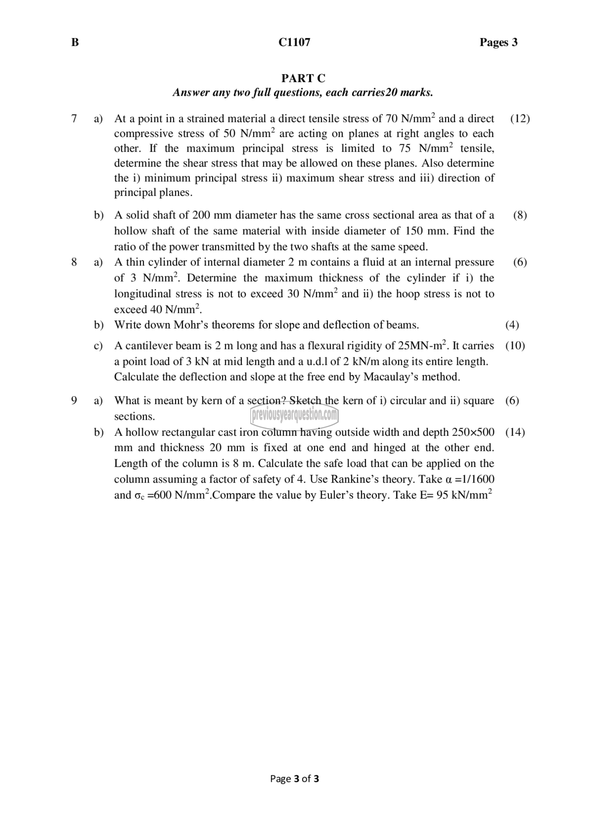 Question Paper - Mechanics of Solids-3