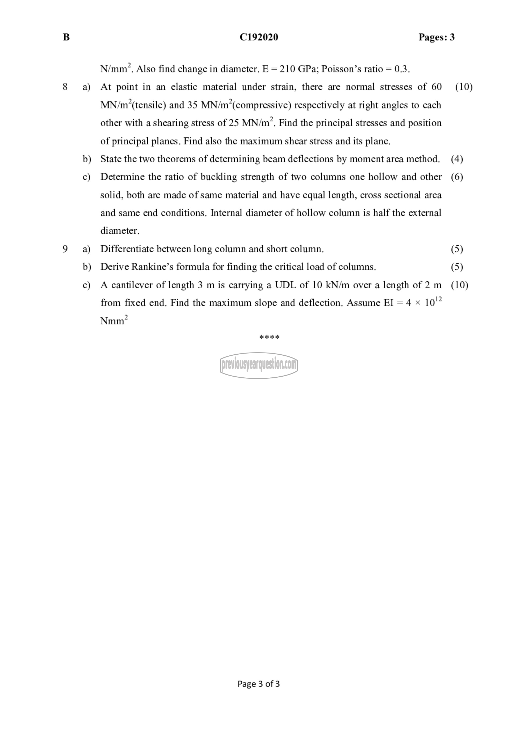 Question Paper - Mechanics of Solids-3