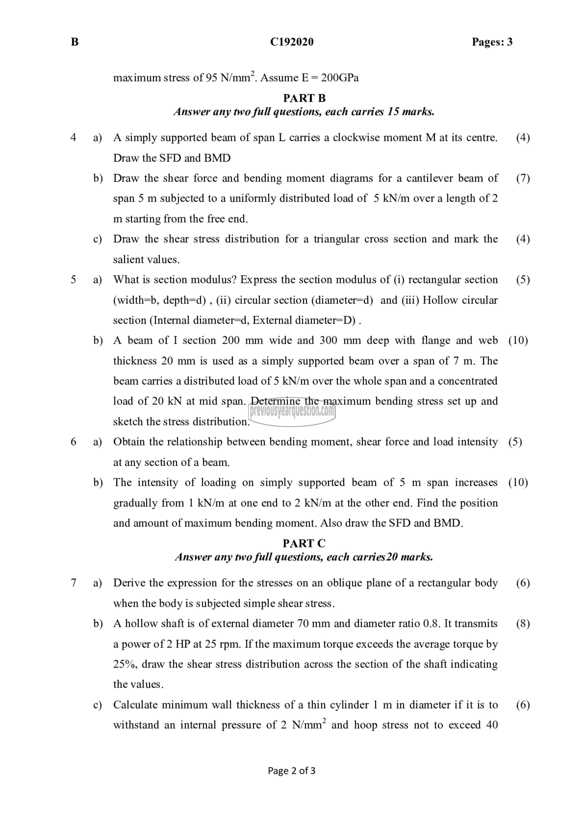 Question Paper - Mechanics of Solids-2