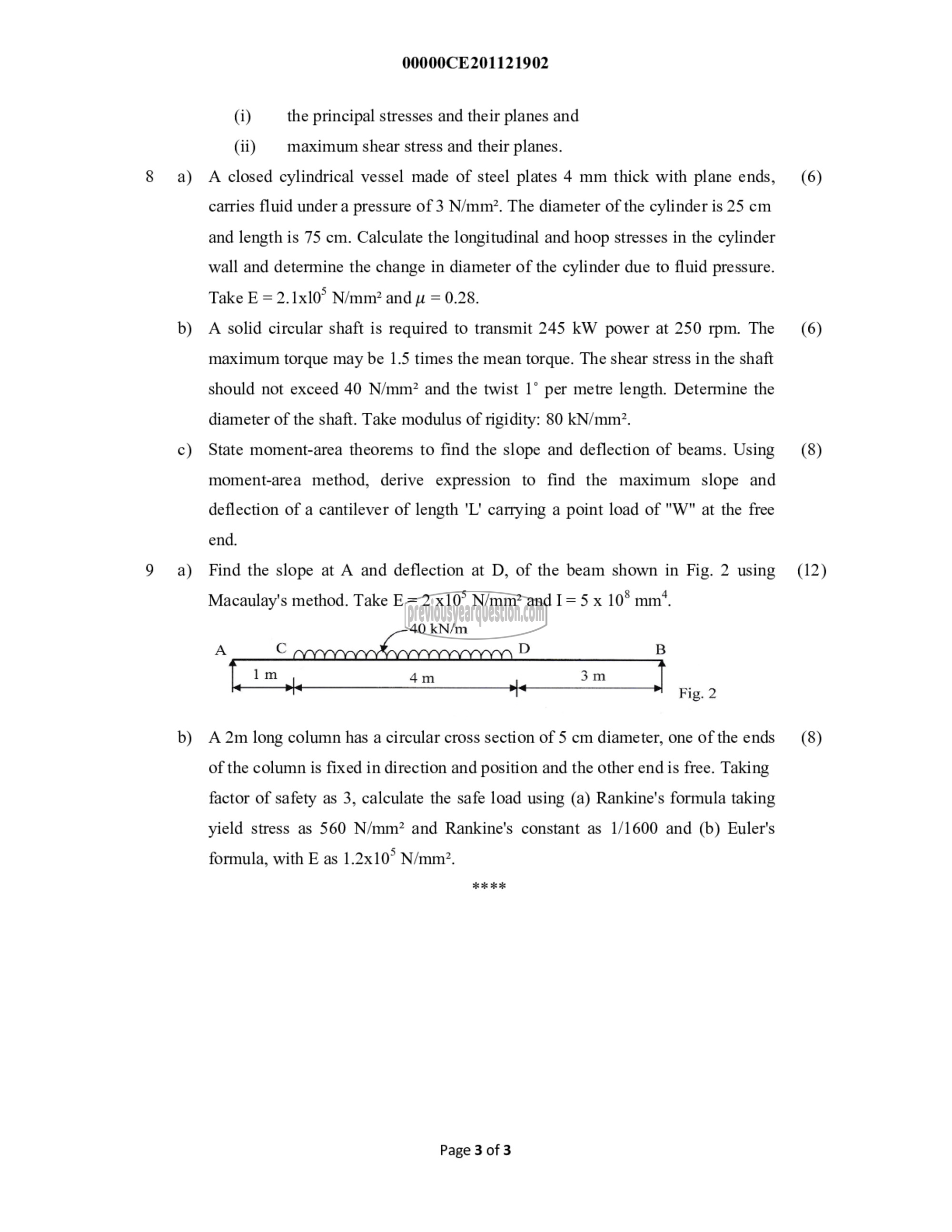 Question Paper - Mechanics of Solids-3