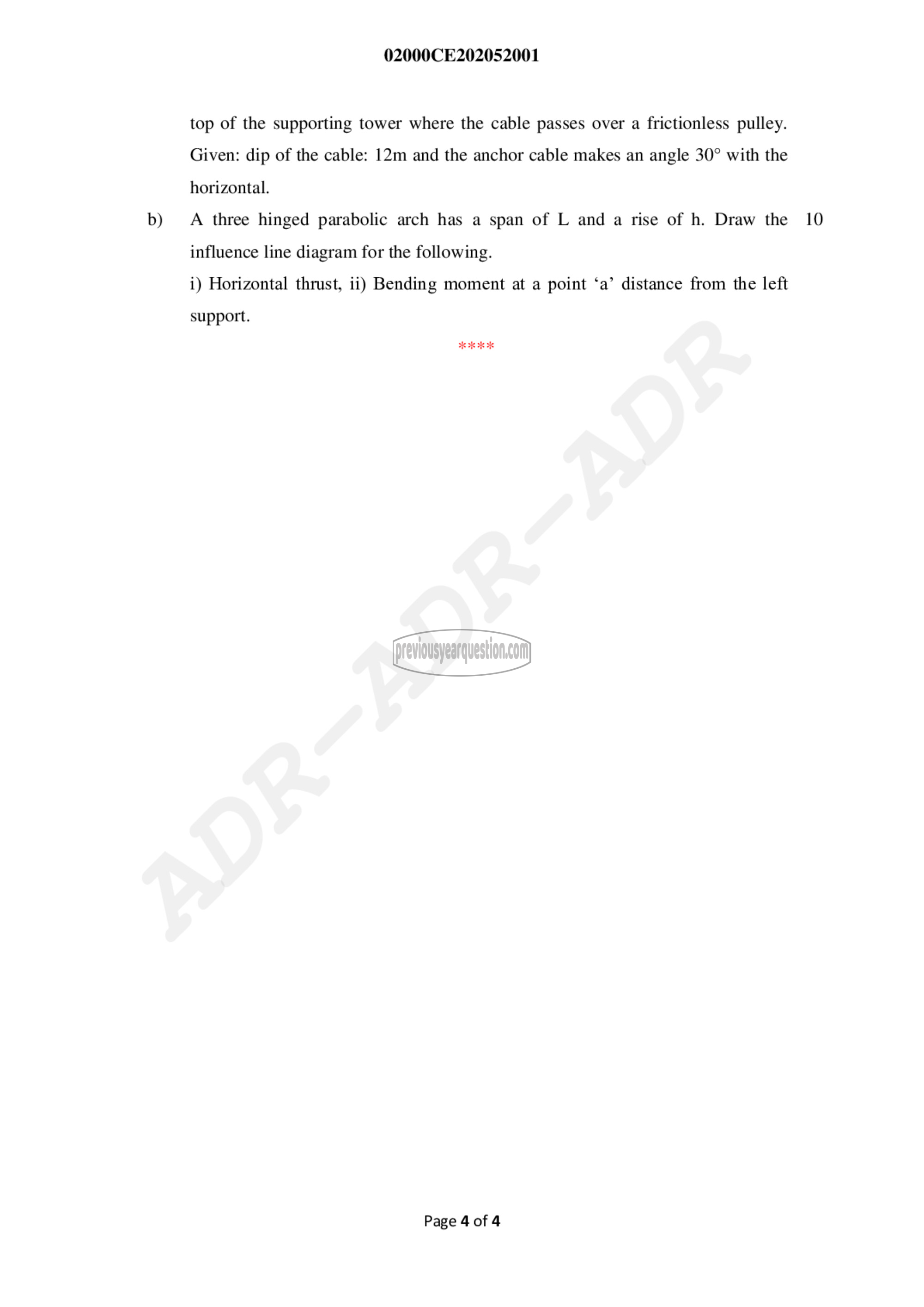 Question Paper - Structural Analysis- I-4