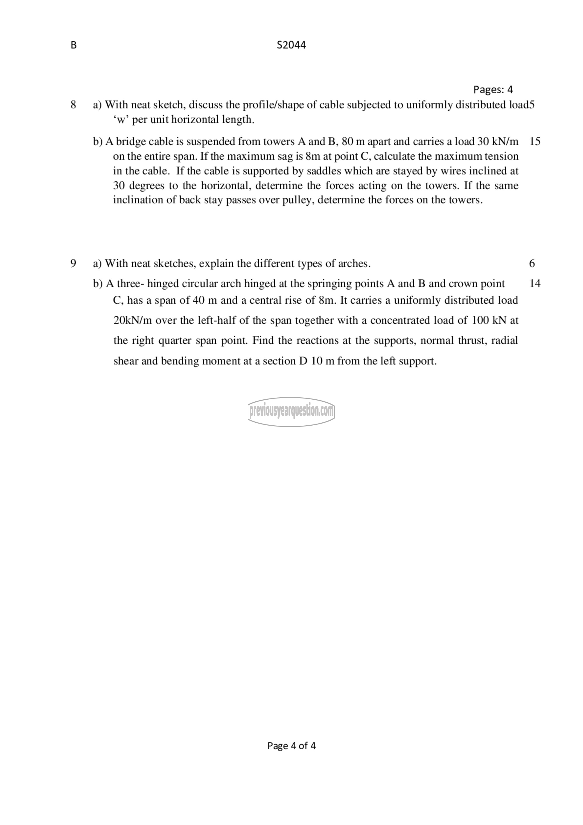 Question Paper - Structural Analysis- I-4