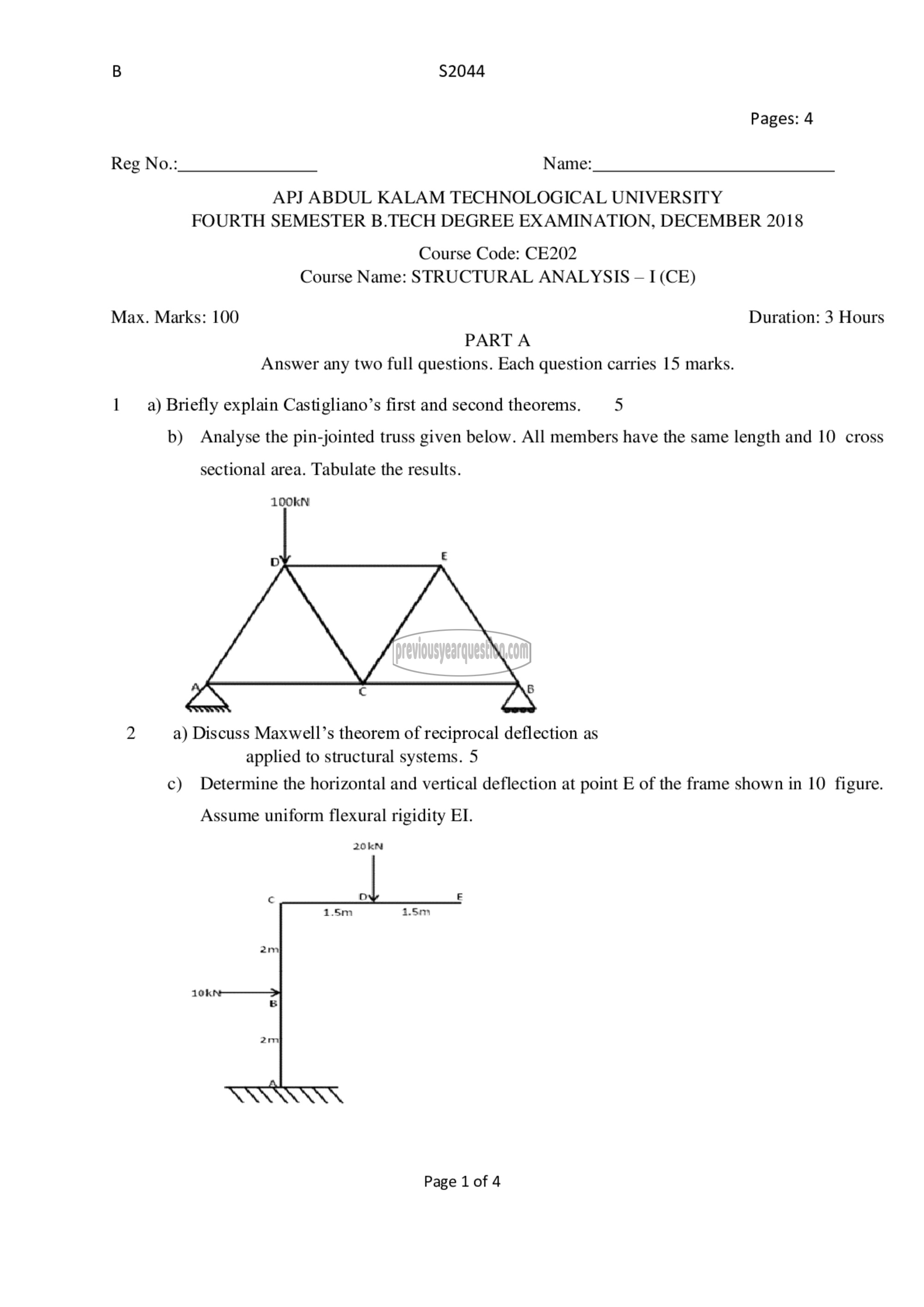 Question Paper - Structural Analysis- I-1