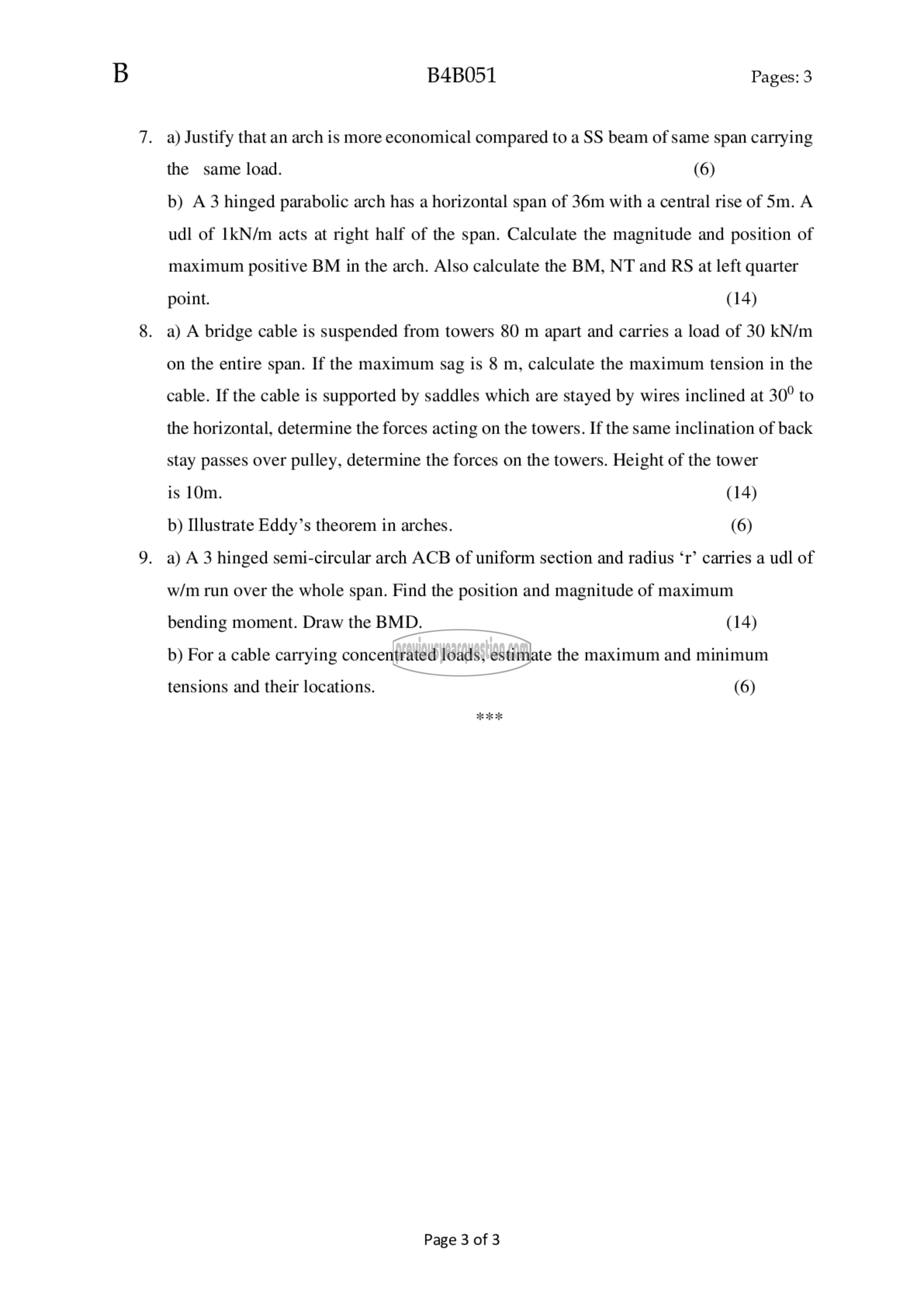 Question Paper - Structural Analysis- I-3