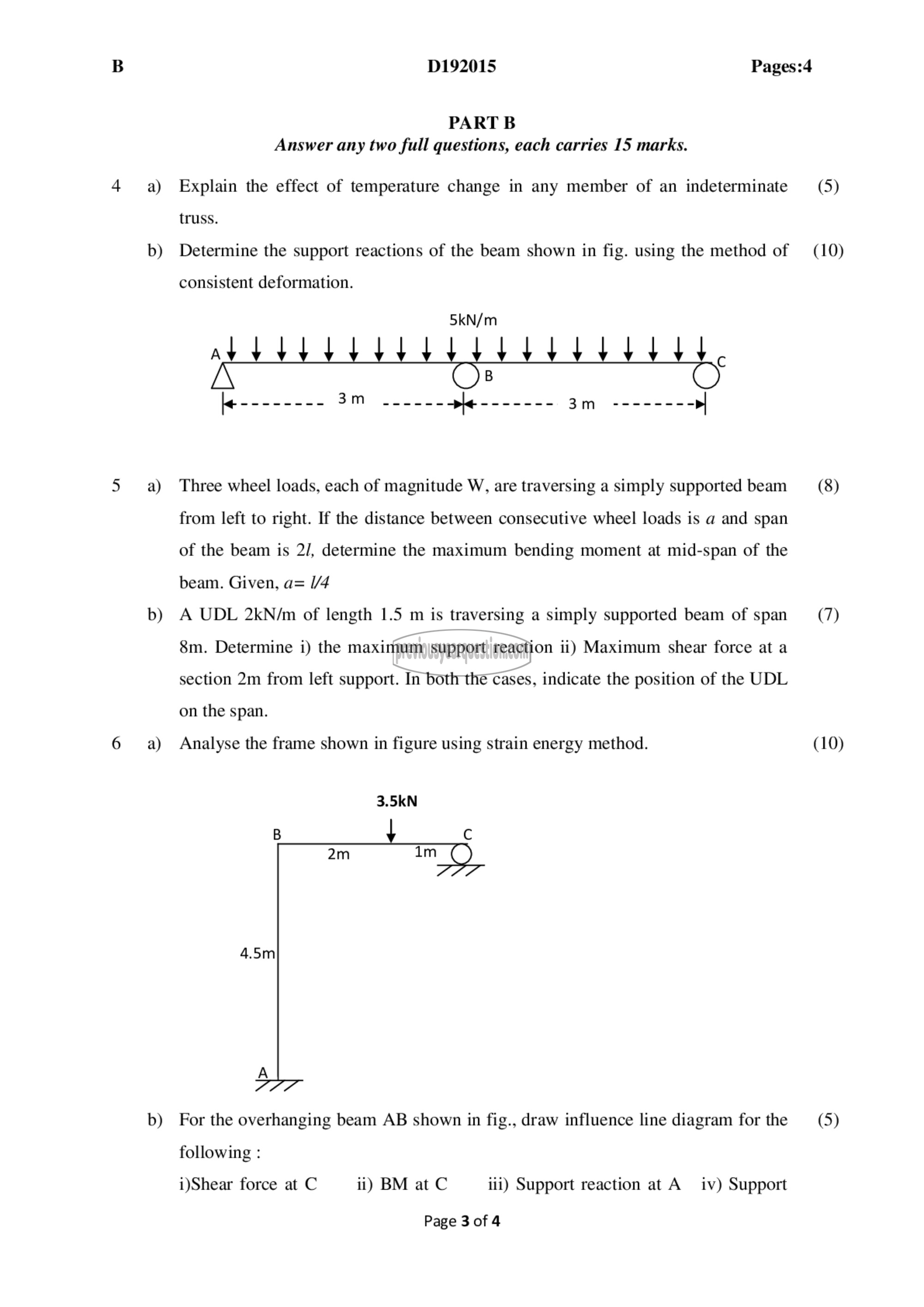 Question Paper - Structural Analysis- I-3