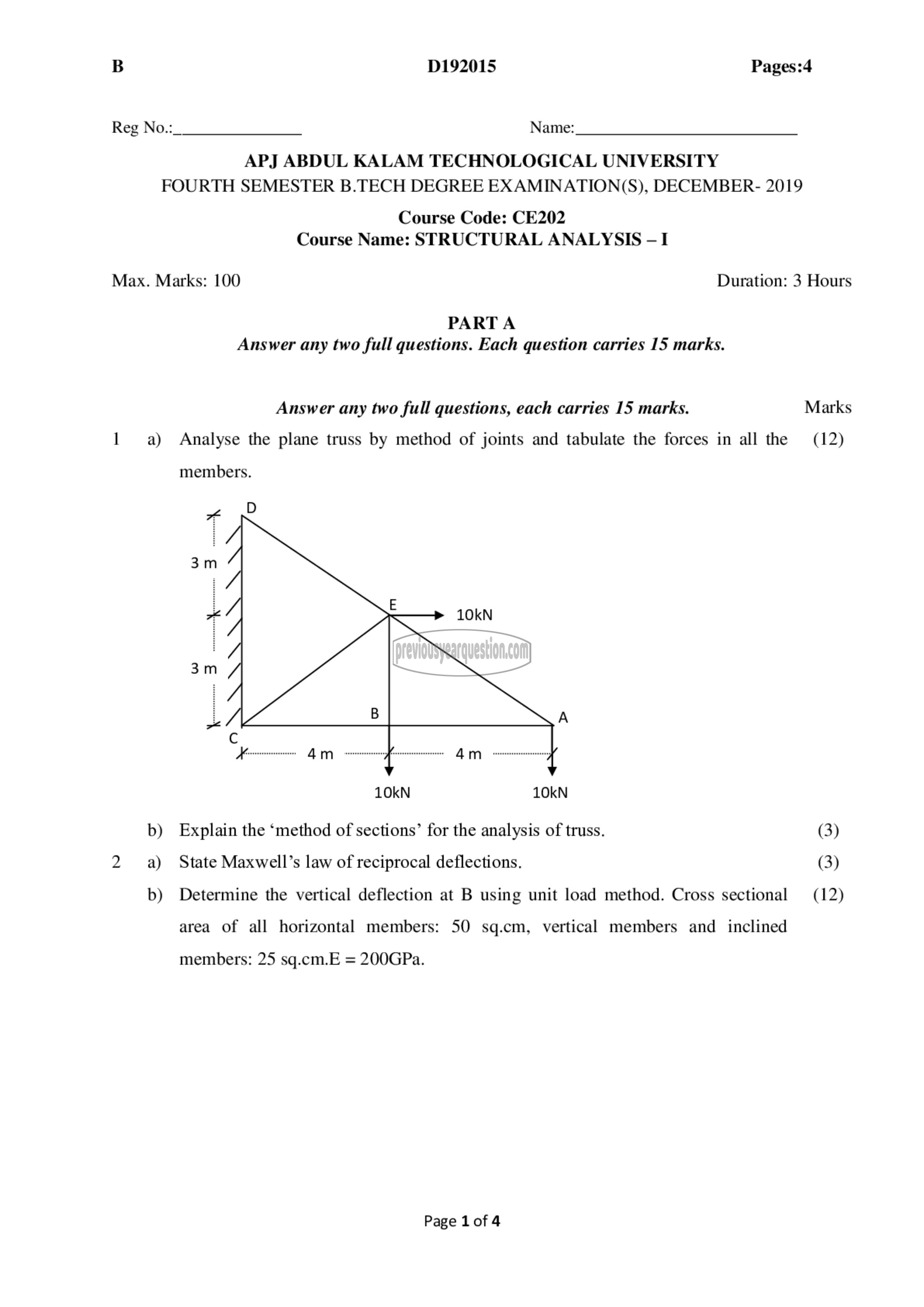 Question Paper - Structural Analysis- I-1