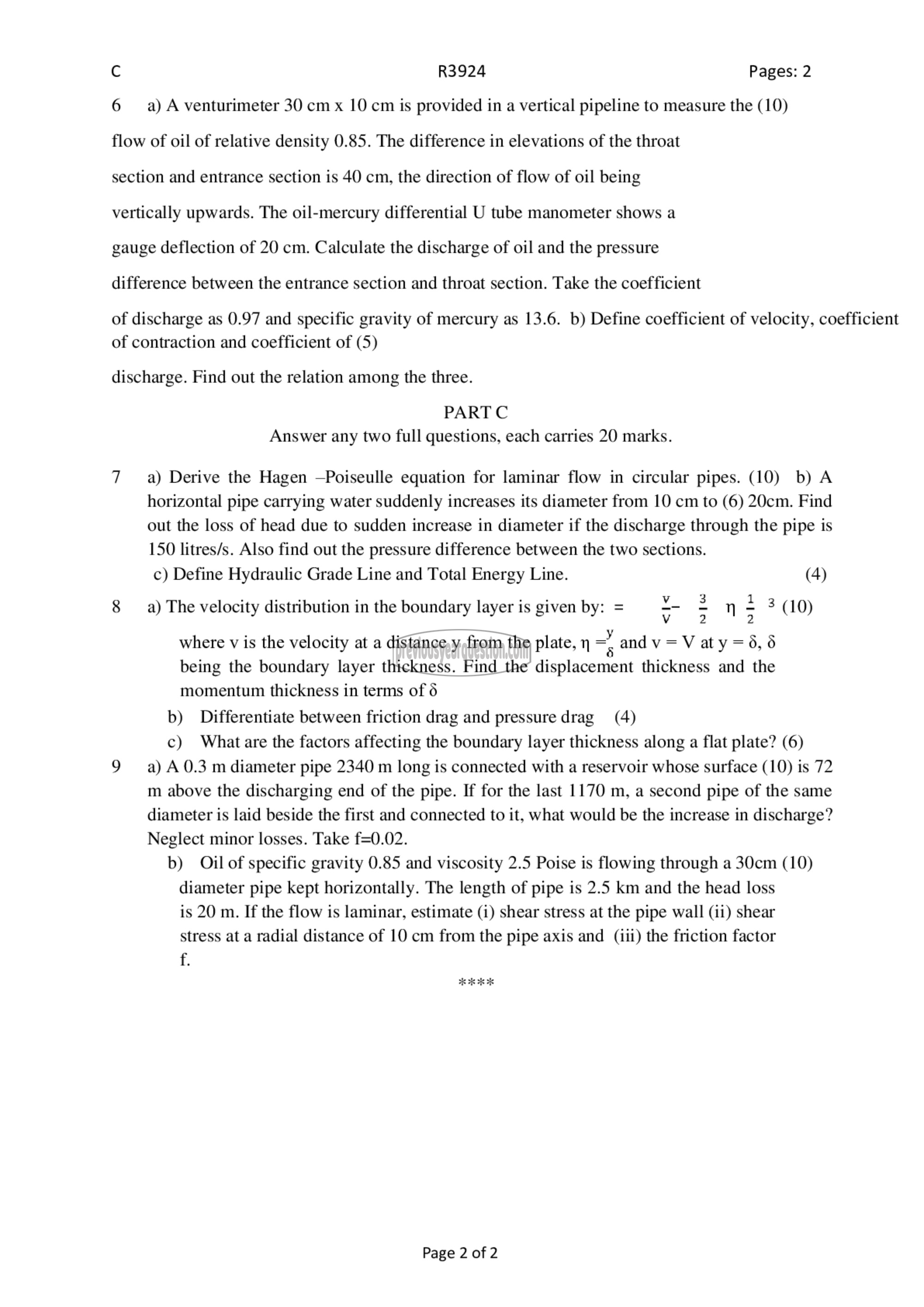 Question Paper - Fluid Mechanics– I-2