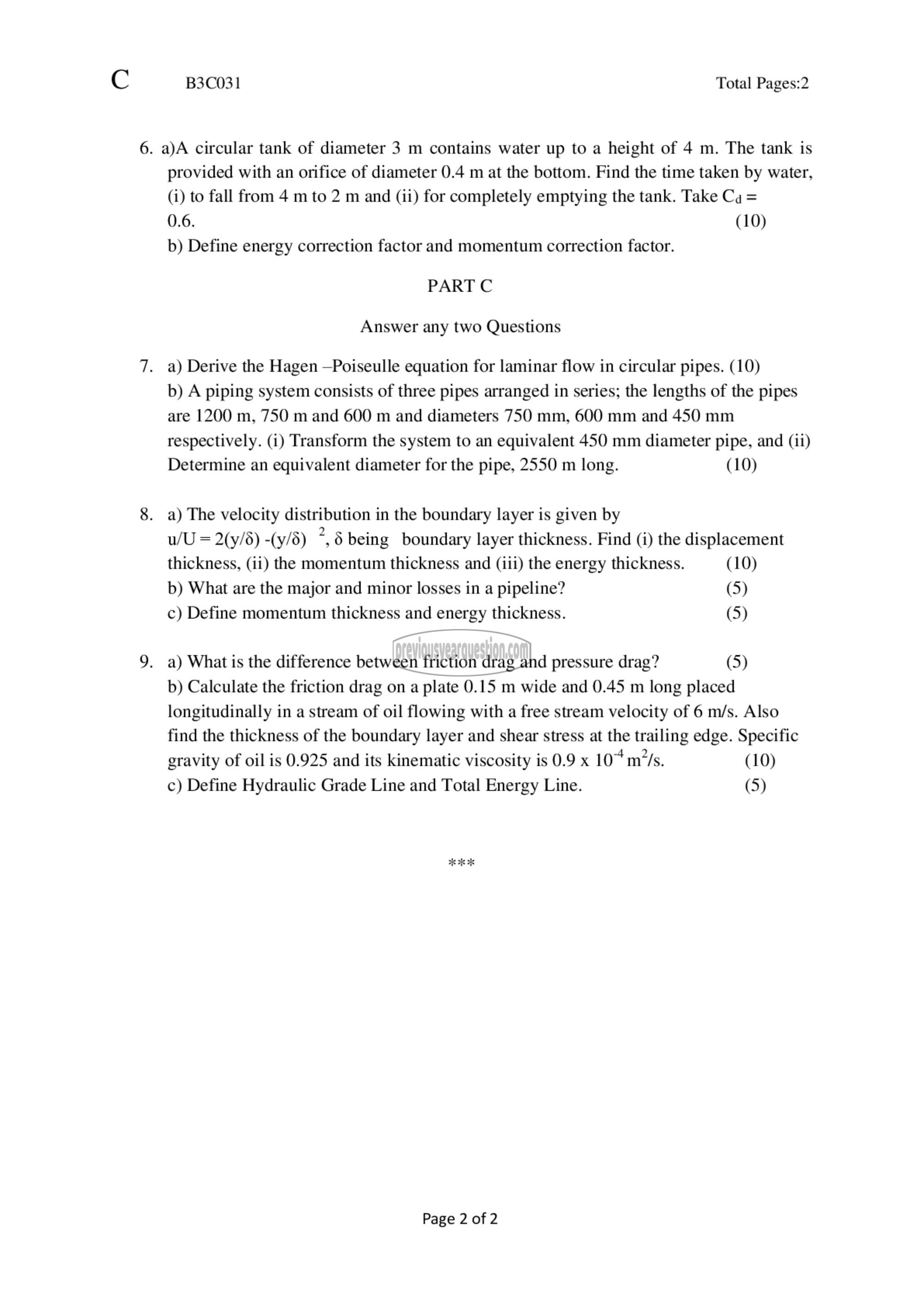 Question Paper - Fluid Mechanics– I-2