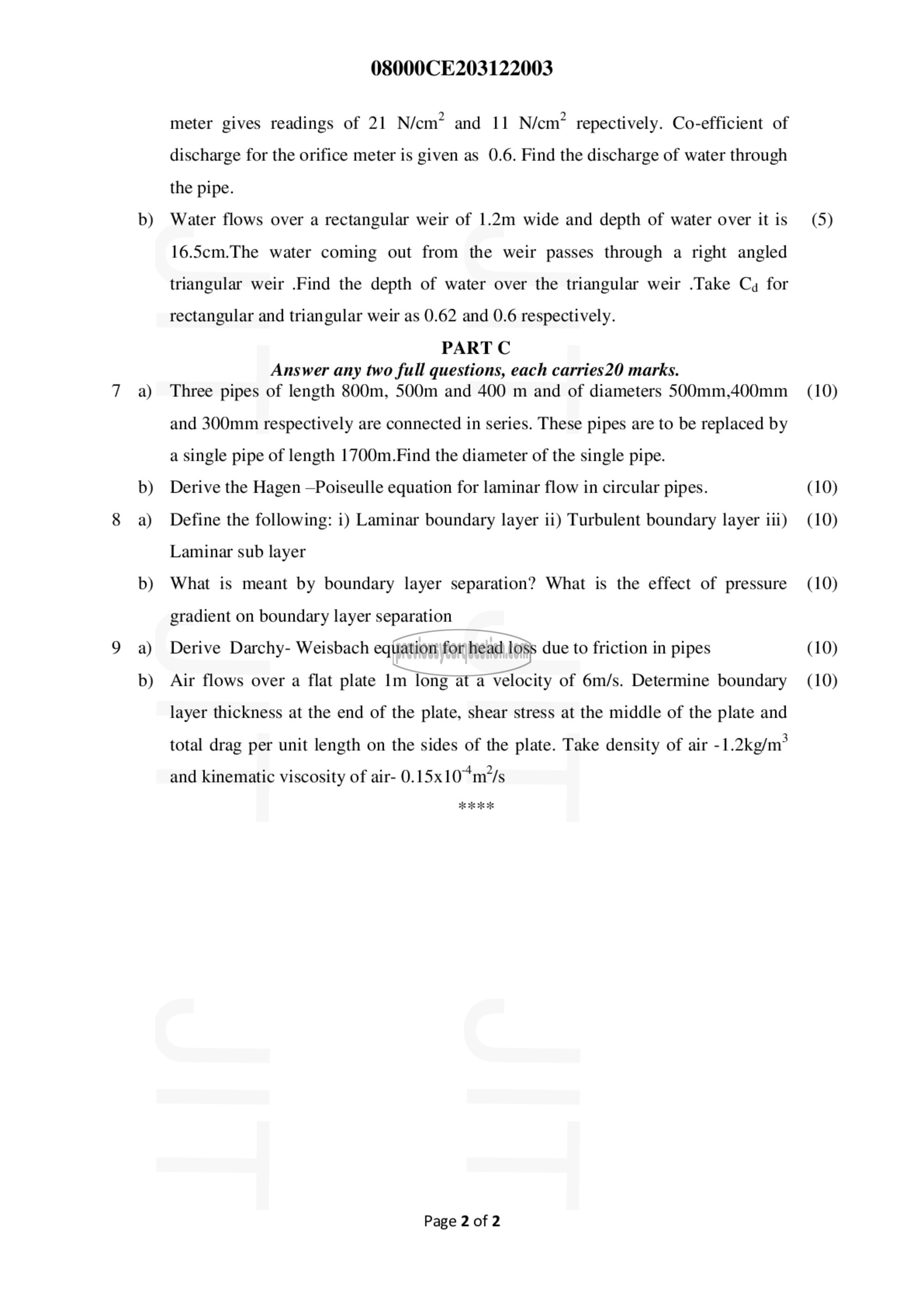 Question Paper - Fluid Mechanics– I-2