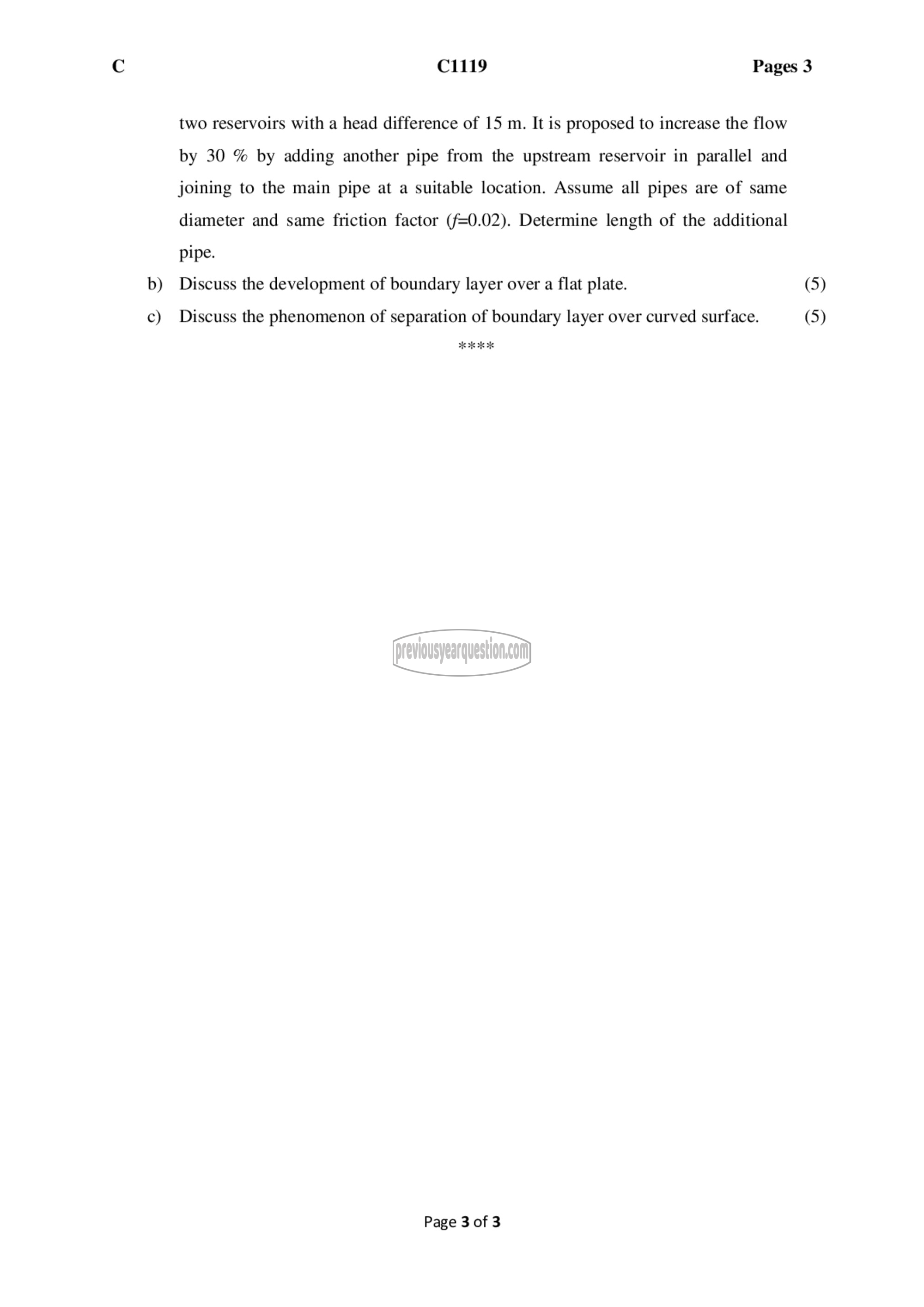 Question Paper - Fluid Mechanics– I-3