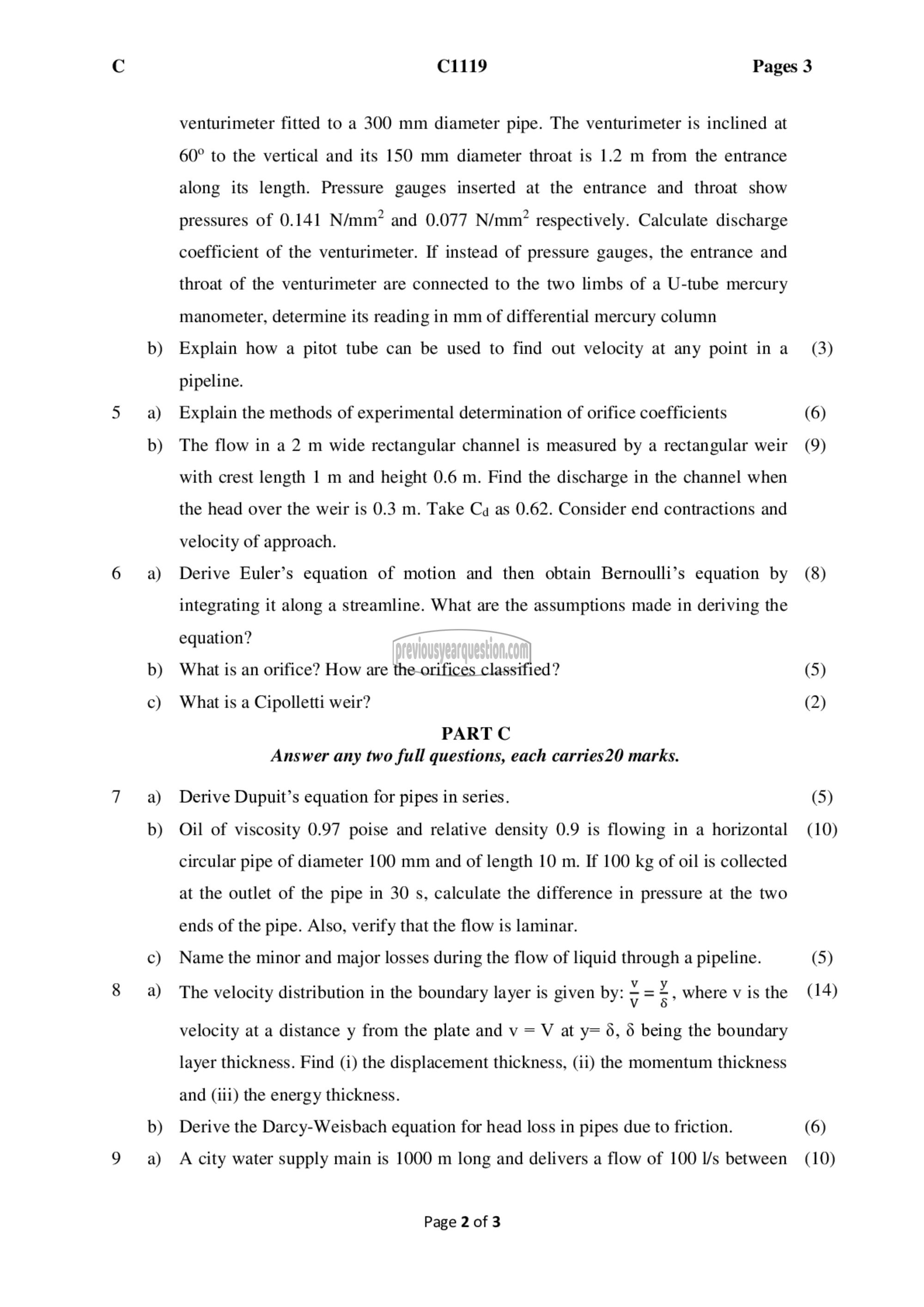 Question Paper - Fluid Mechanics– I-2