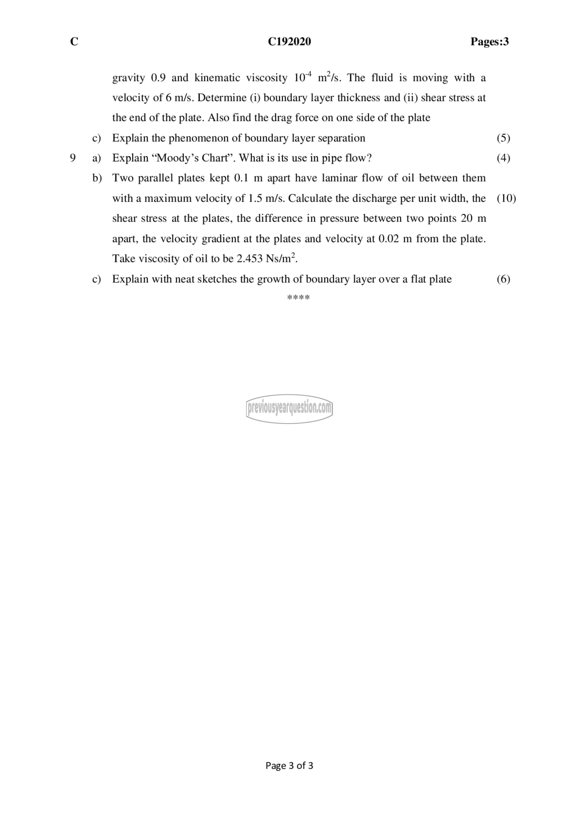 Question Paper - Fluid Mechanics– I-3