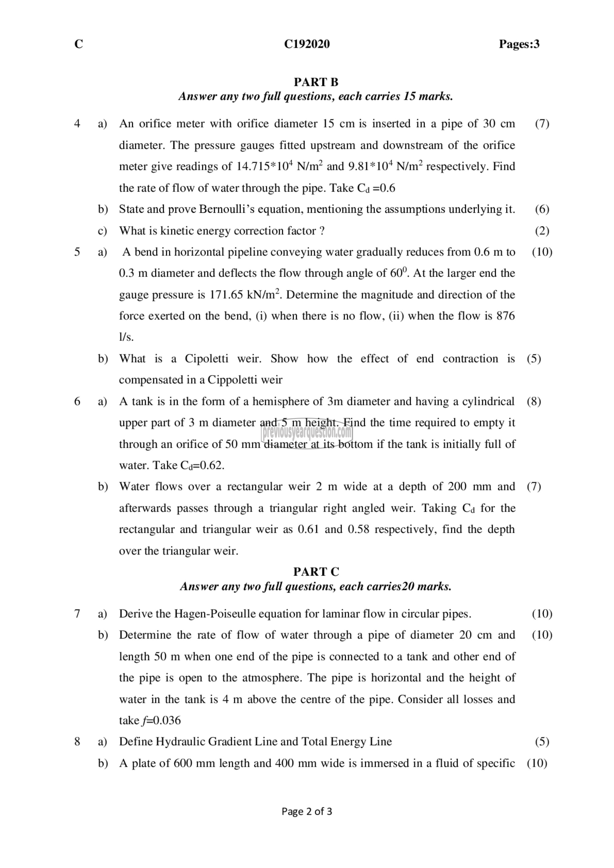 Question Paper - Fluid Mechanics– I-2