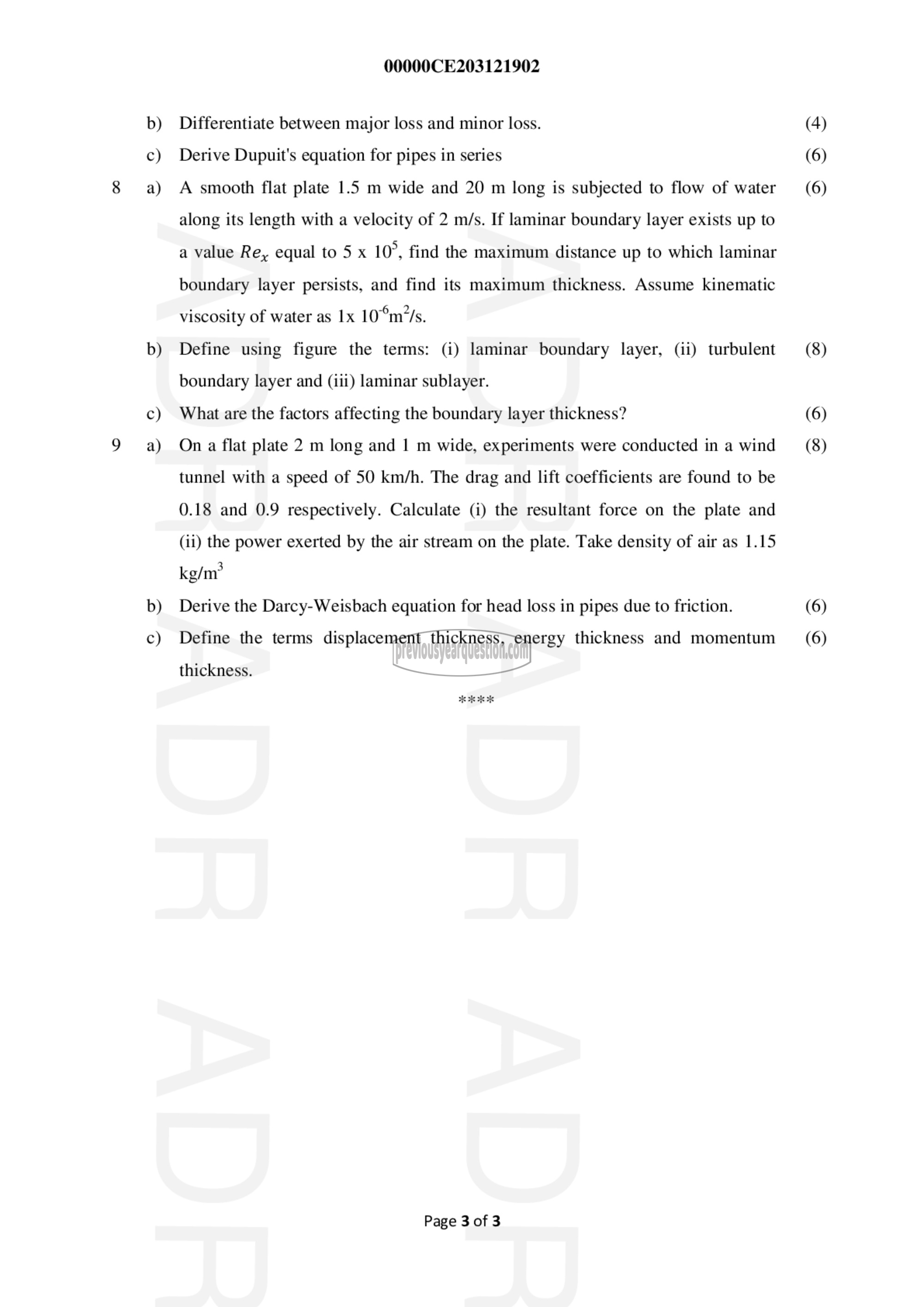 Question Paper - Fluid Mechanics– I-3