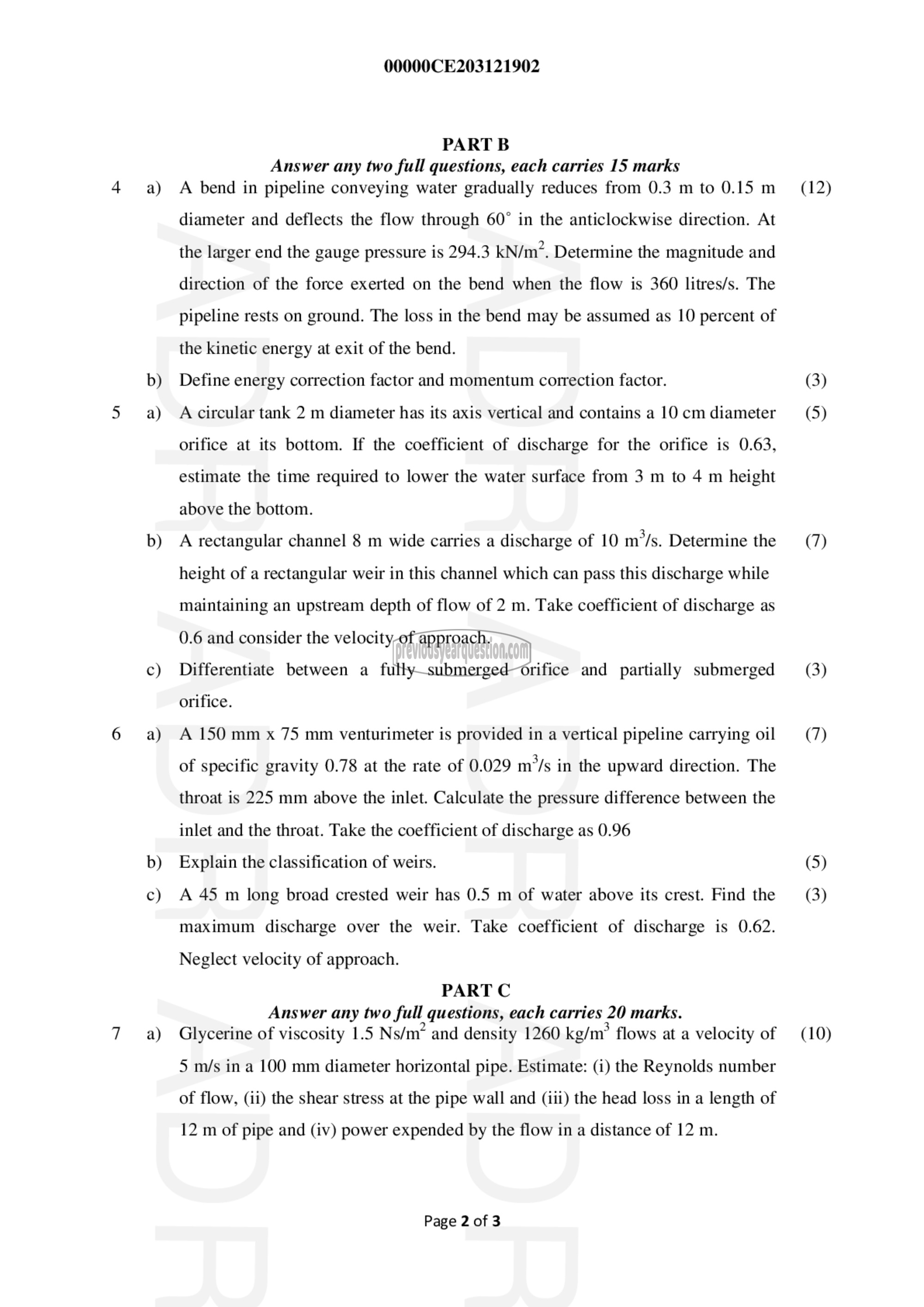 Question Paper - Fluid Mechanics– I-2