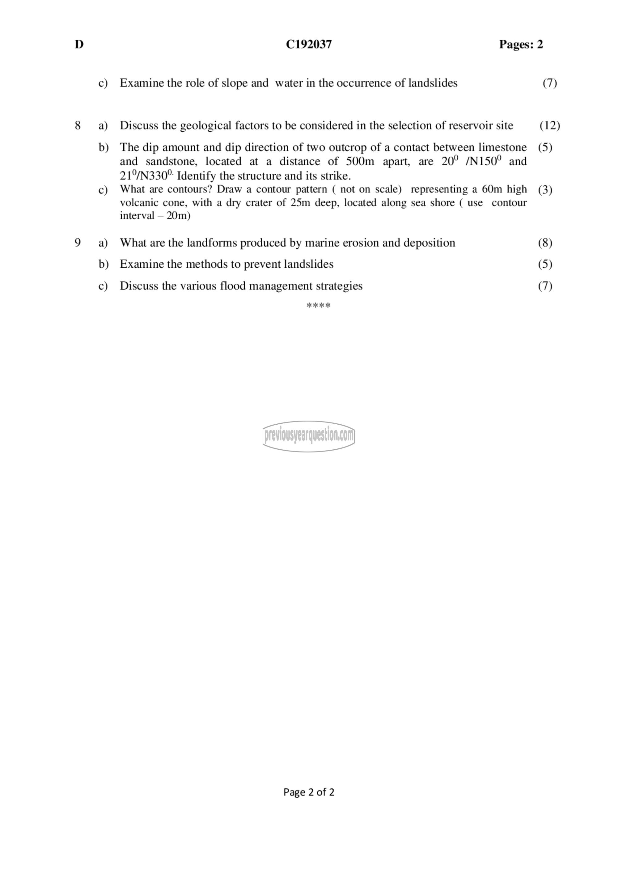 Question Paper - Engineering Geology-2