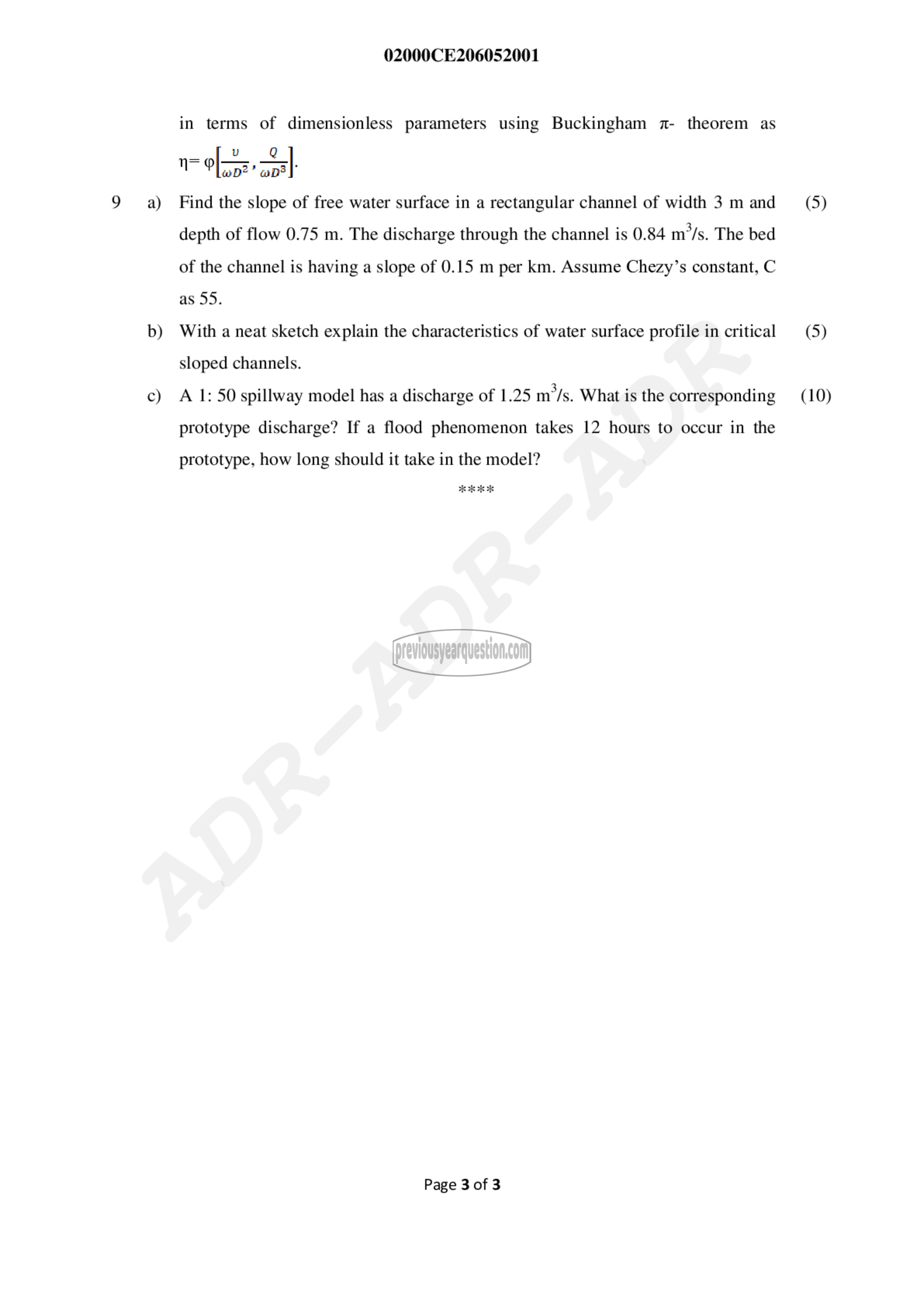 Question Paper - Fluid Mechanics- II-3