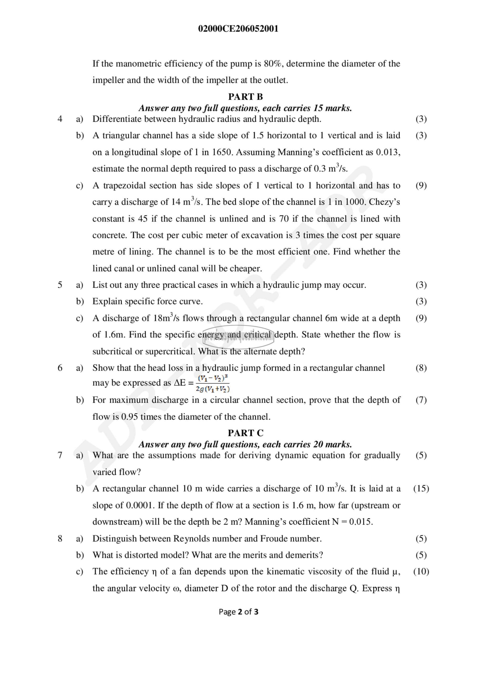 Question Paper - Fluid Mechanics- II-2