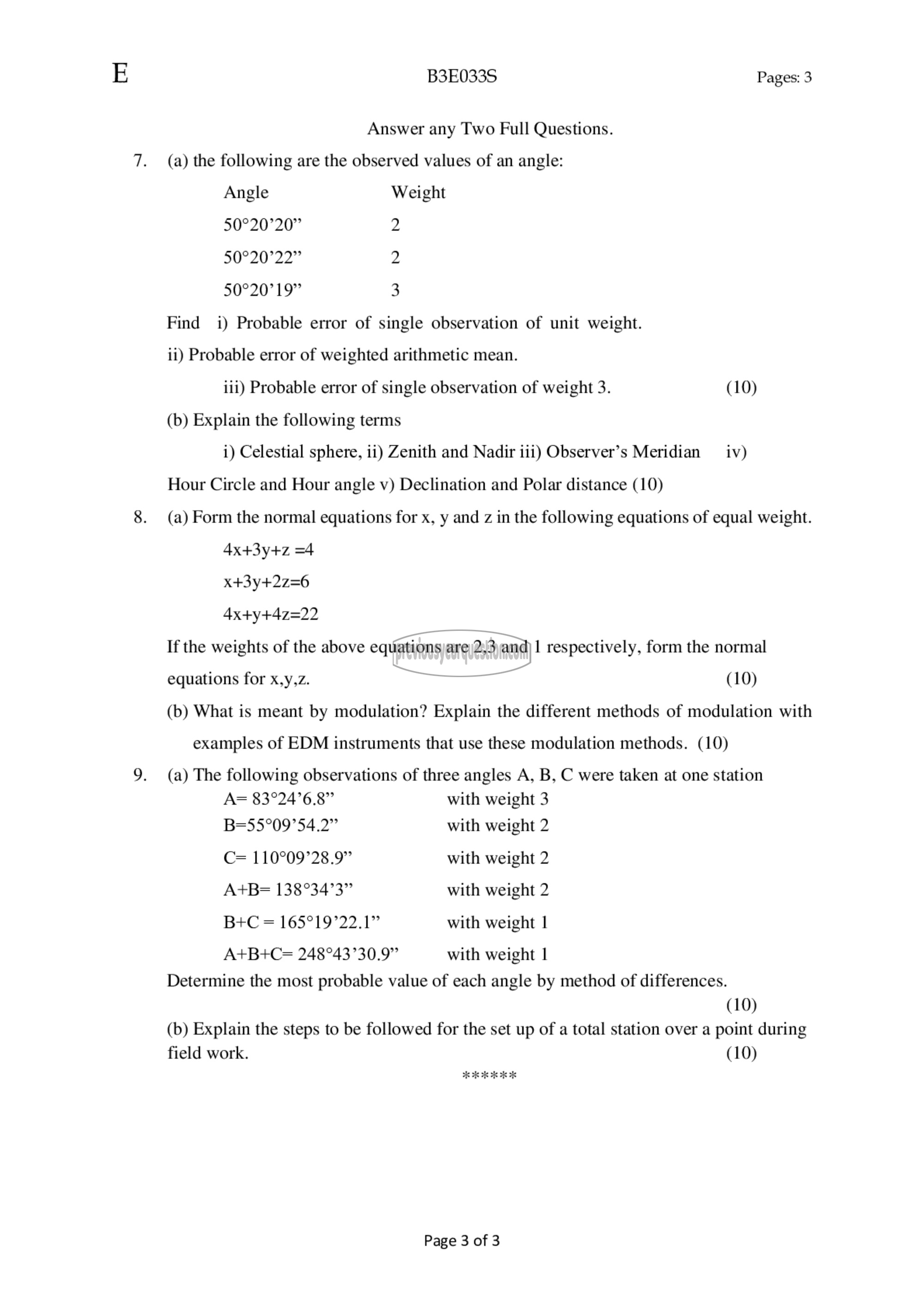 Question Paper - Surveying-3